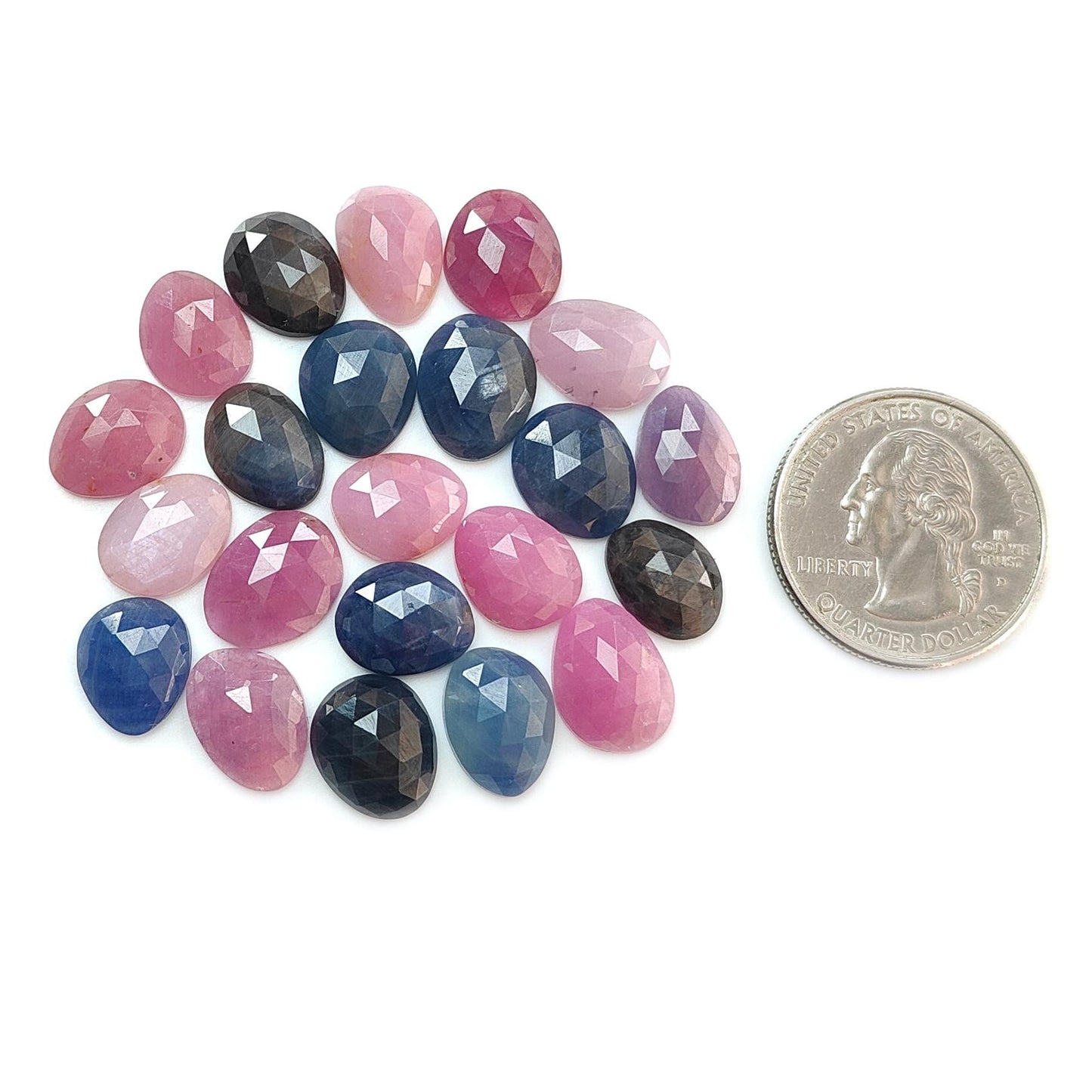 Multi Sapphire Gemstone Rose Cut Slices: Natural Untreated Unheated Sapphire Fancy Shape Faceted Lots for Jewelry September Birthstone