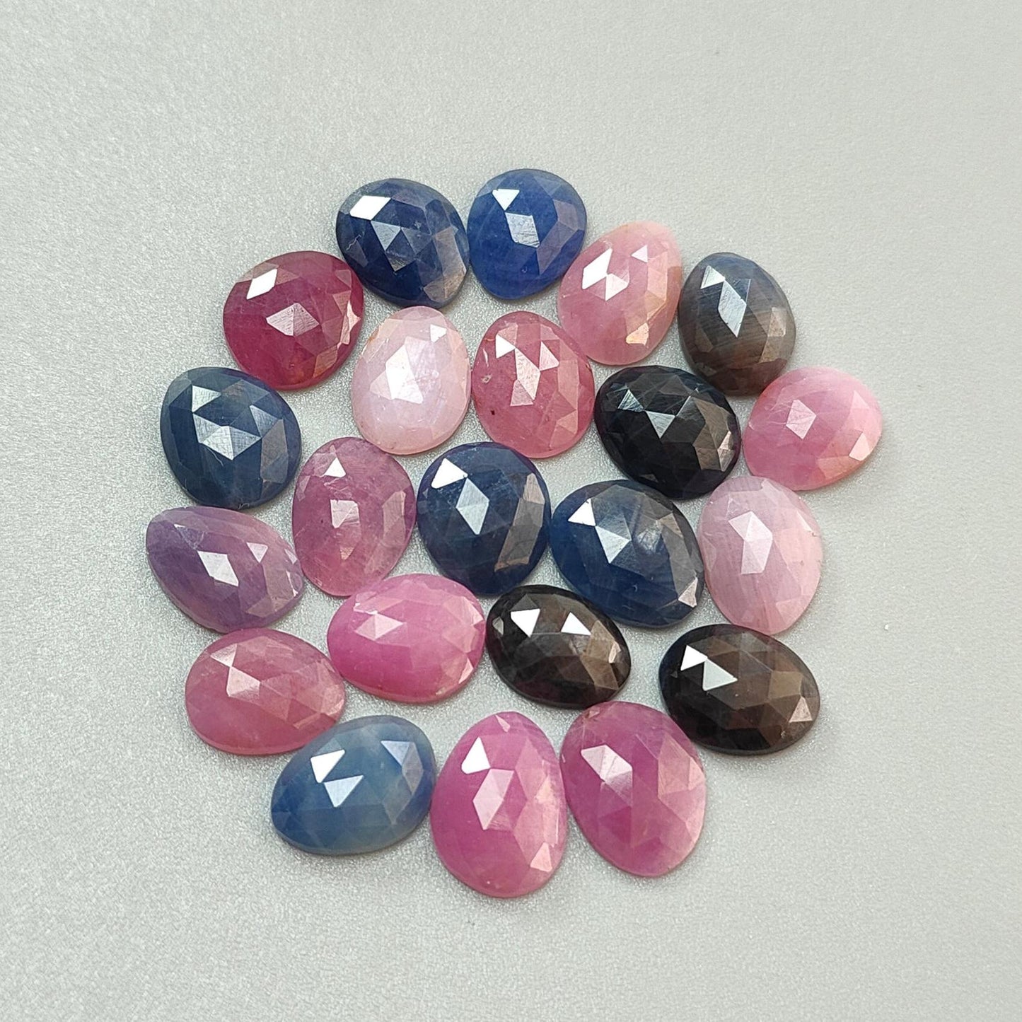 Multi Sapphire Gemstone Rose Cut Slices: Natural Untreated Unheated Sapphire Fancy Shape Faceted Lots for Jewelry September Birthstone