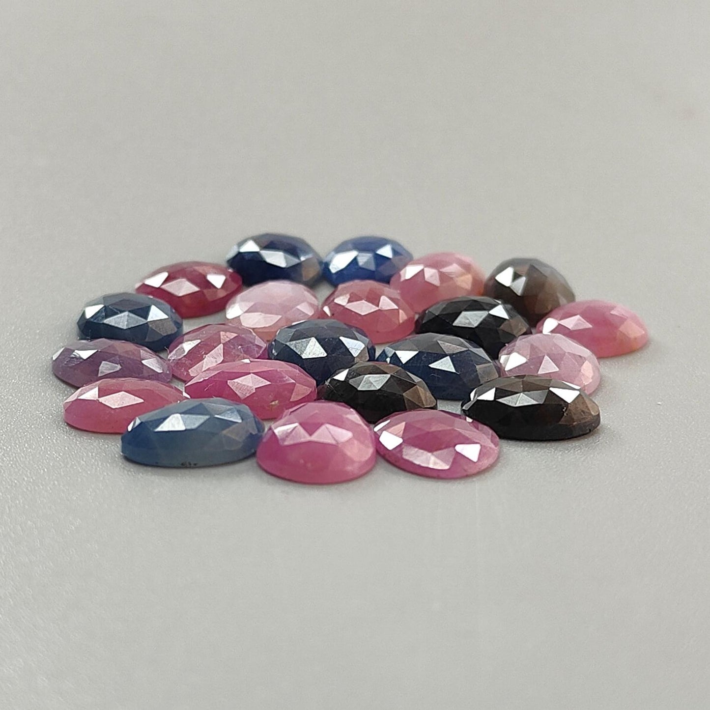 Multi Sapphire Gemstone Rose Cut Slices: Natural Untreated Unheated Sapphire Fancy Shape Faceted Lots for Jewelry September Birthstone