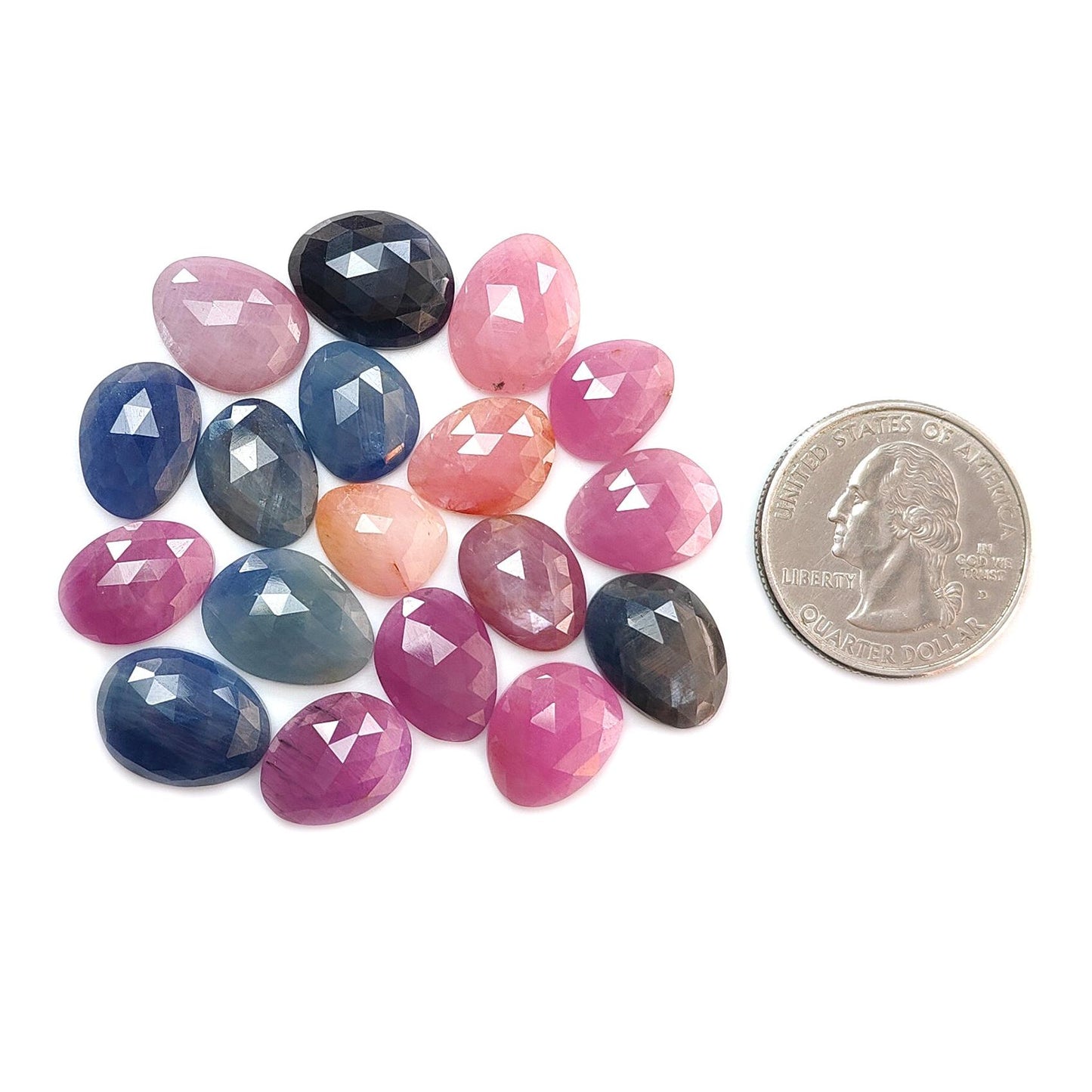 Multi Sapphire Gemstone Rose Cut Slices: Natural Untreated Unheated Sapphire Fancy Shape Faceted Lots for Jewelry September Birthstone
