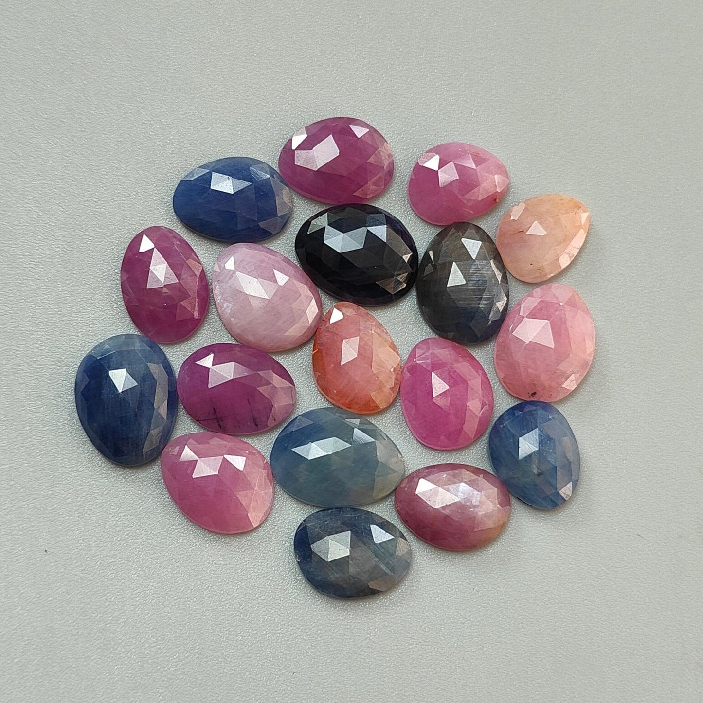Multi Sapphire Gemstone Rose Cut Slices: Natural Untreated Unheated Sapphire Fancy Shape Faceted Lots for Jewelry September Birthstone