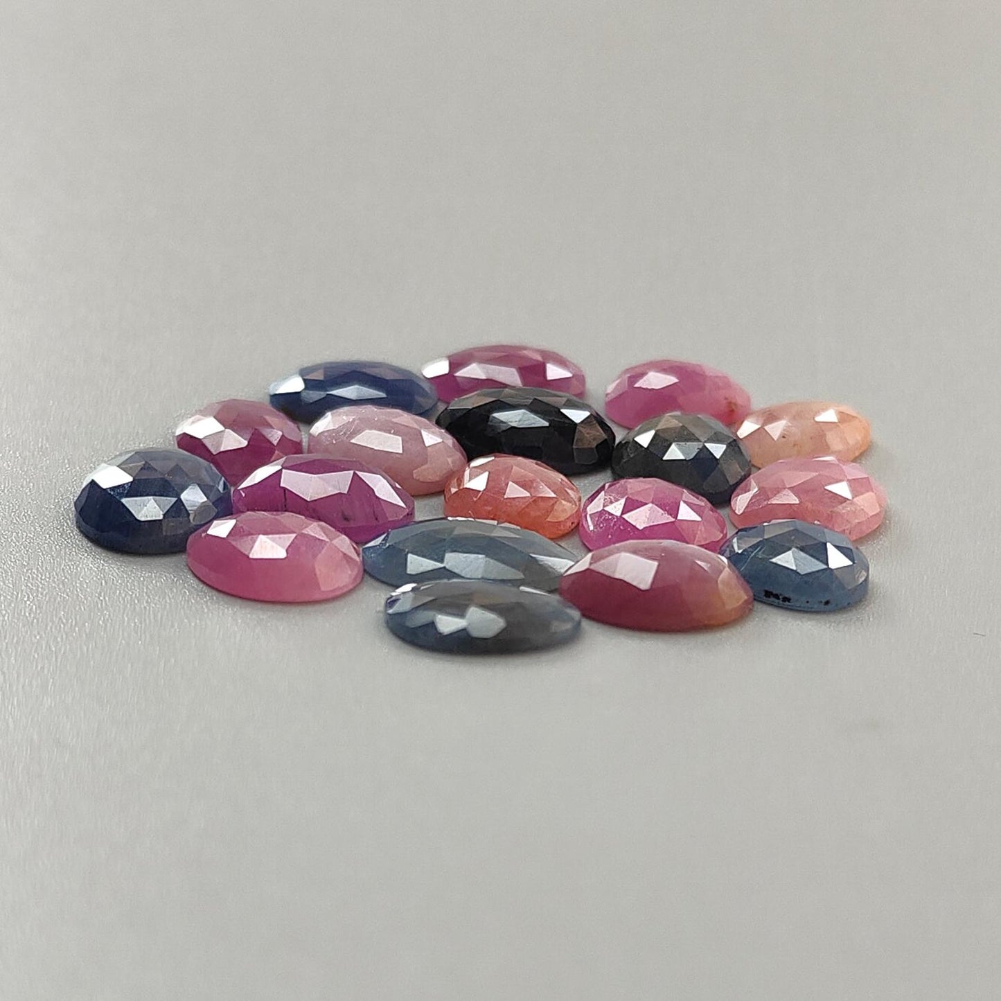 Multi Sapphire Gemstone Rose Cut Slices: Natural Untreated Unheated Sapphire Fancy Shape Faceted Lots for Jewelry September Birthstone