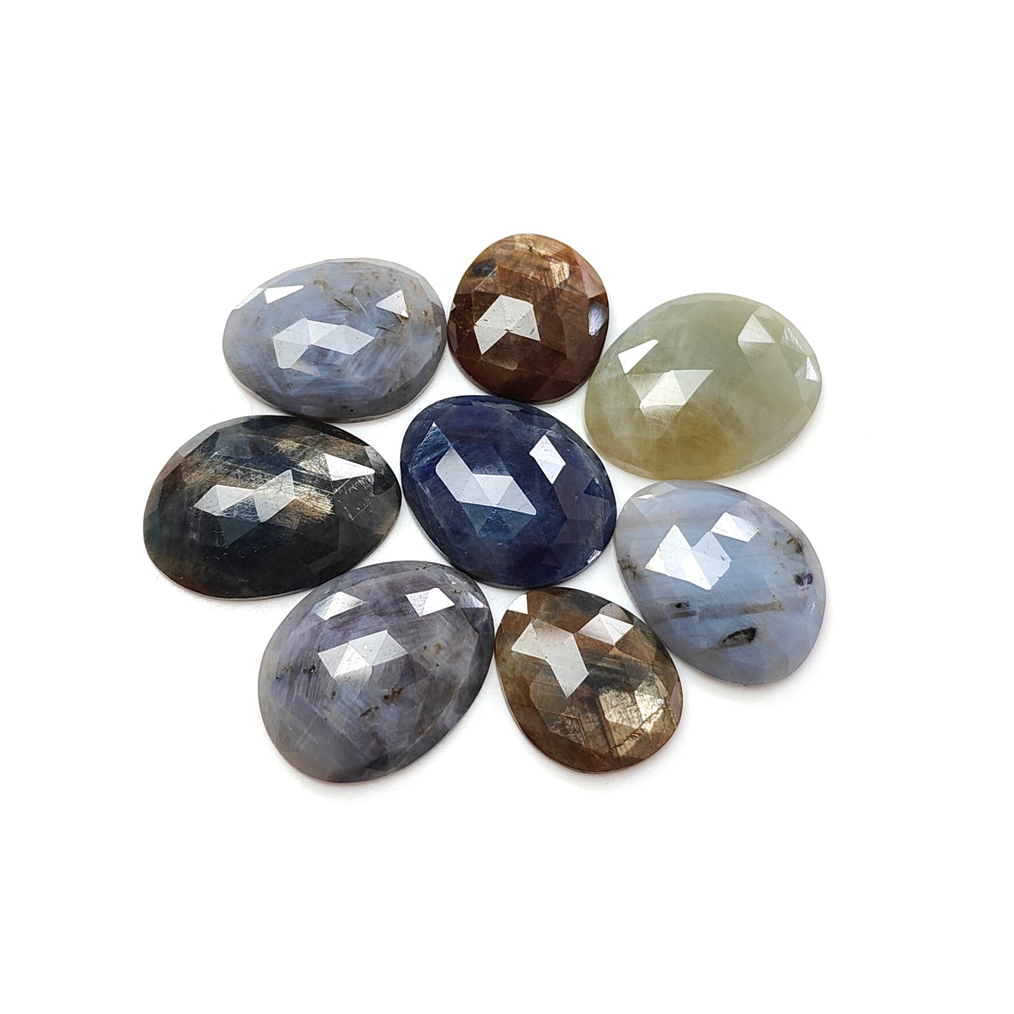 multi sapphire fancy rose cut slices