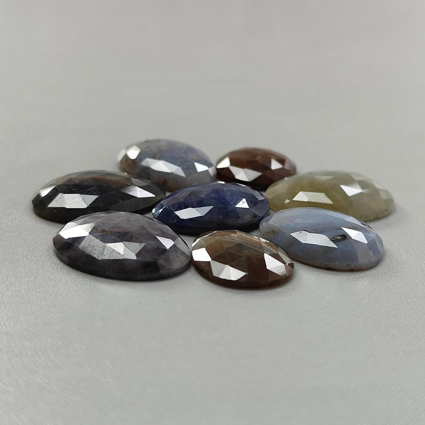 Multi Sapphire Gemstone Rose Cut Slices: Natural Untreated Unheated Sapphire Faceted Fancy Shape 3pcs, 8pcs Set for Jewelry