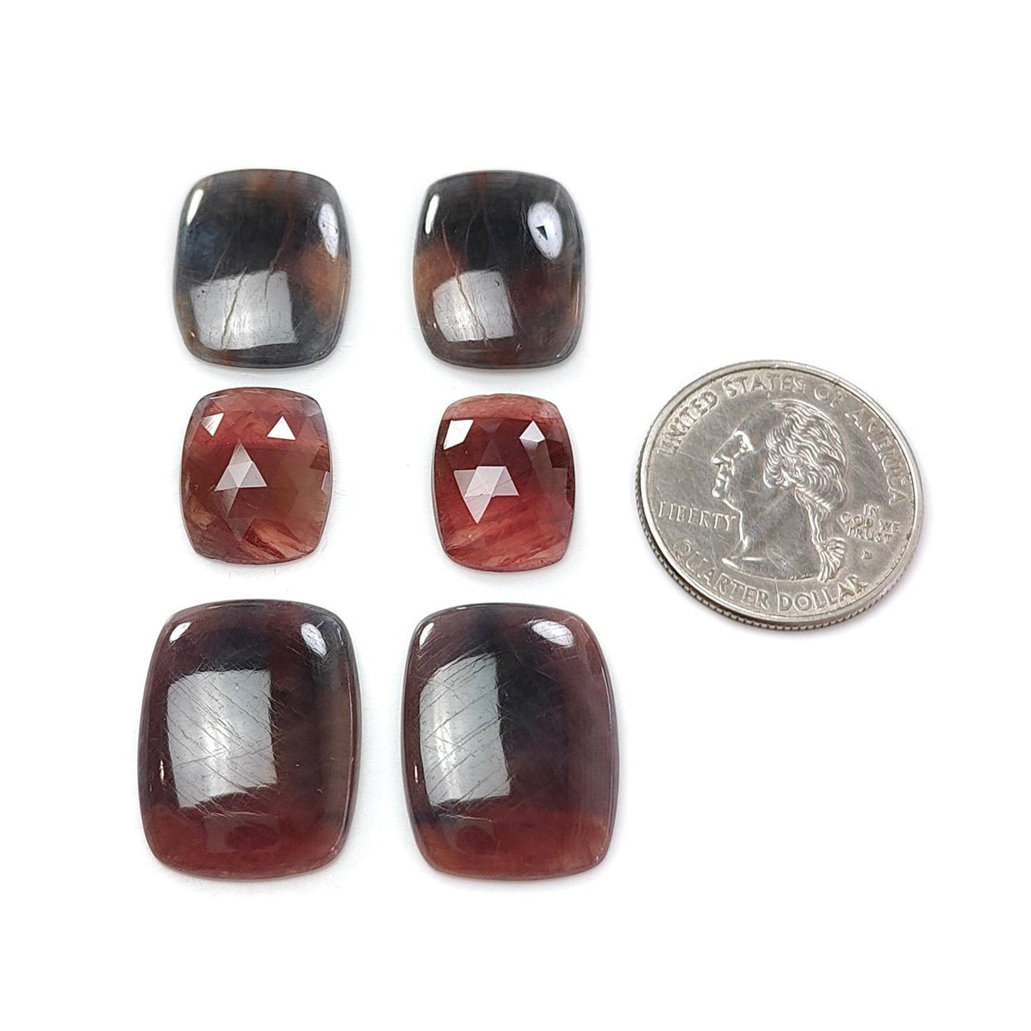 Multi Sapphire Gemstone Cabochon & Rose Cut Slices: 72.20cts Natural Untreated Unheated Sapphire Cushion Shape 16*13mm - 22*17mm 6pcs Set
