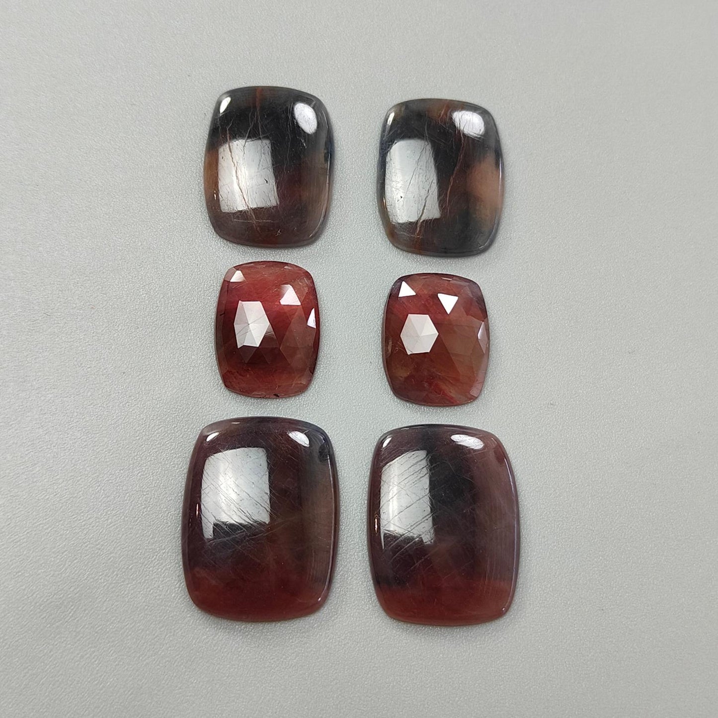 Multi Sapphire Gemstone Cabochon & Rose Cut Slices: 72.20cts Natural Untreated Unheated Sapphire Cushion Shape 16*13mm - 22*17mm 6pcs Set