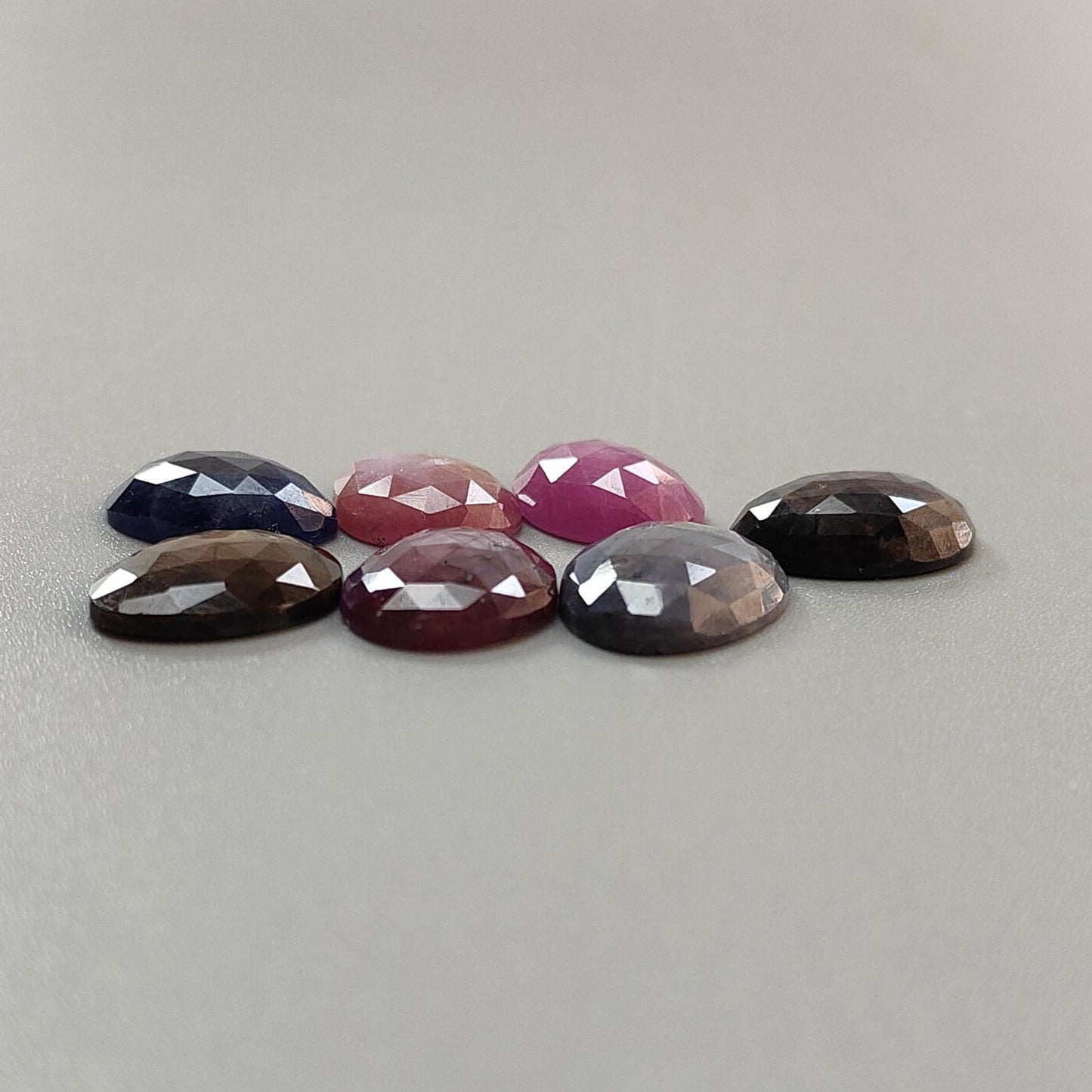Multi Sapphire Gemstone Rose Cut Slices: Natural Untreated Unheated Sapphire Fancy Shape Faceted 7pcs Lot for Jewelry