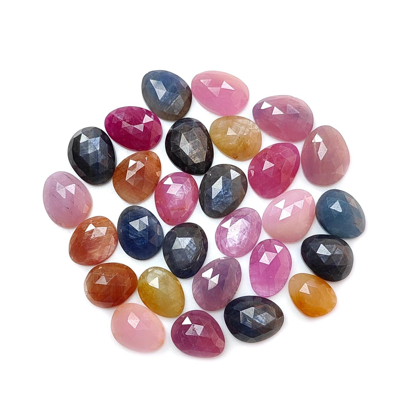 Multi Sapphire Gemstone Rose Cut Slices: Natural Untreated Unheated Sapphire Fancy Shape Faceted Lots for Jewelry September Birthstone