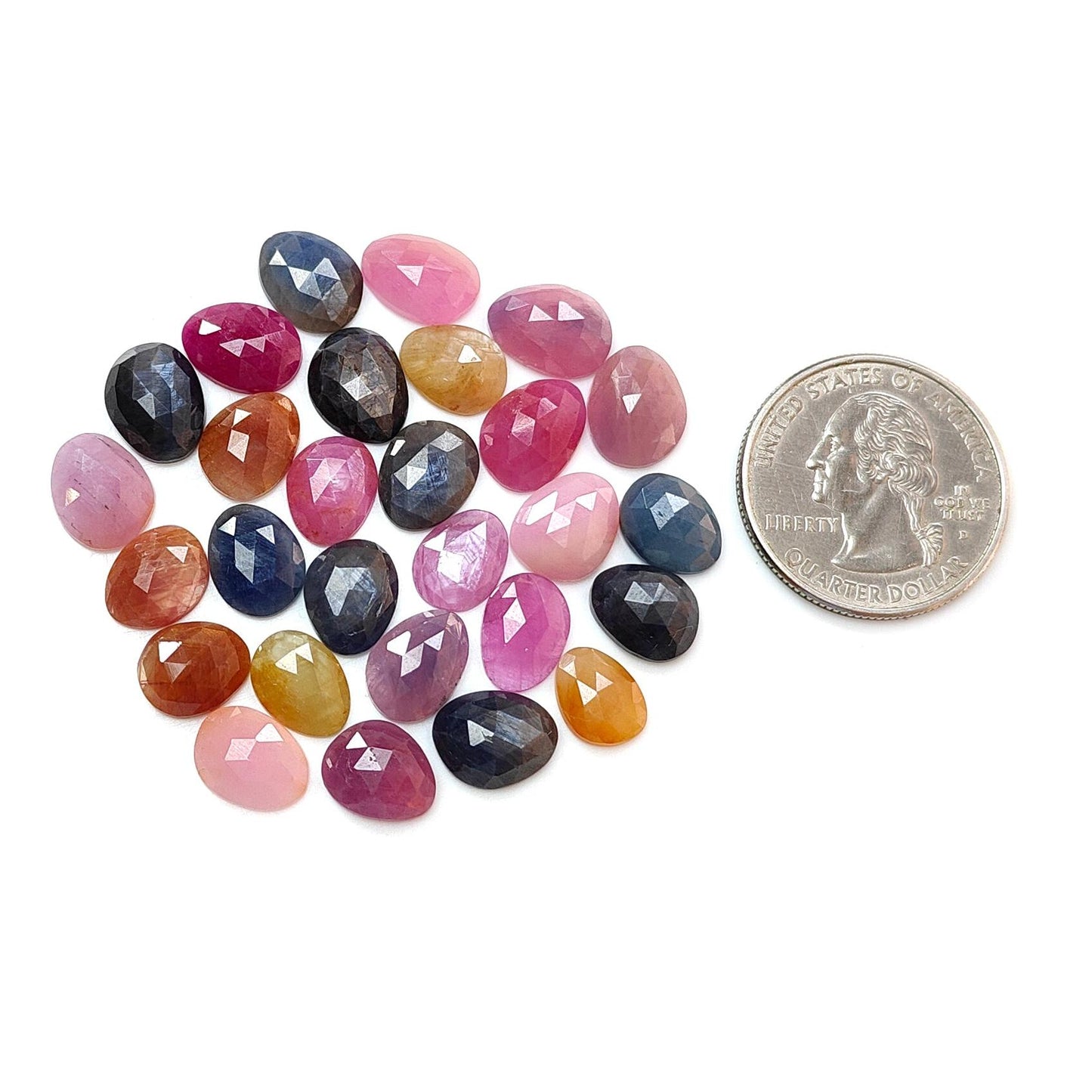 Multi Sapphire Gemstone Rose Cut Slices: Natural Untreated Unheated Sapphire Fancy Shape Faceted Lots for Jewelry September Birthstone