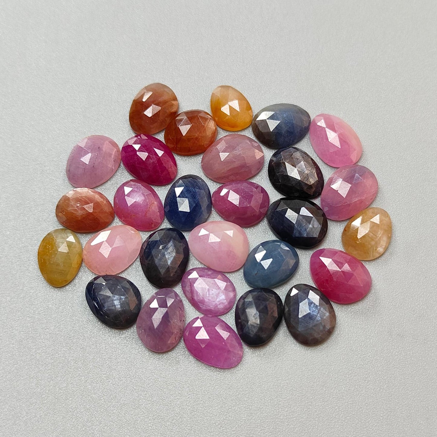 Multi Sapphire Gemstone Rose Cut Slices: Natural Untreated Unheated Sapphire Fancy Shape Faceted Lots for Jewelry September Birthstone