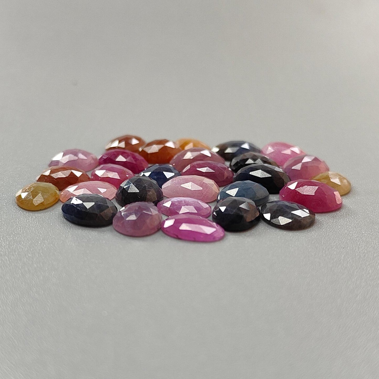 Multi Sapphire Gemstone Rose Cut Slices: Natural Untreated Unheated Sapphire Fancy Shape Faceted Lots for Jewelry September Birthstone