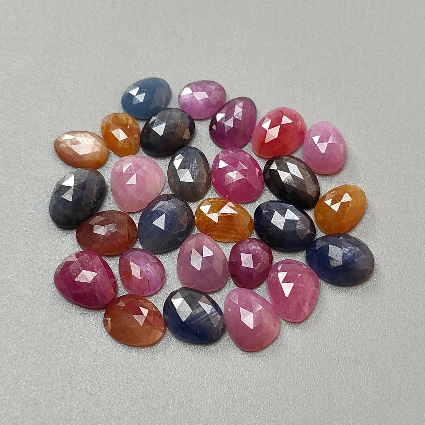 Multi Sapphire Gemstone Rose Cut Slices: Natural Untreated Unheated Sapphire Fancy Shape Faceted Lots for Jewelry September Birthstone
