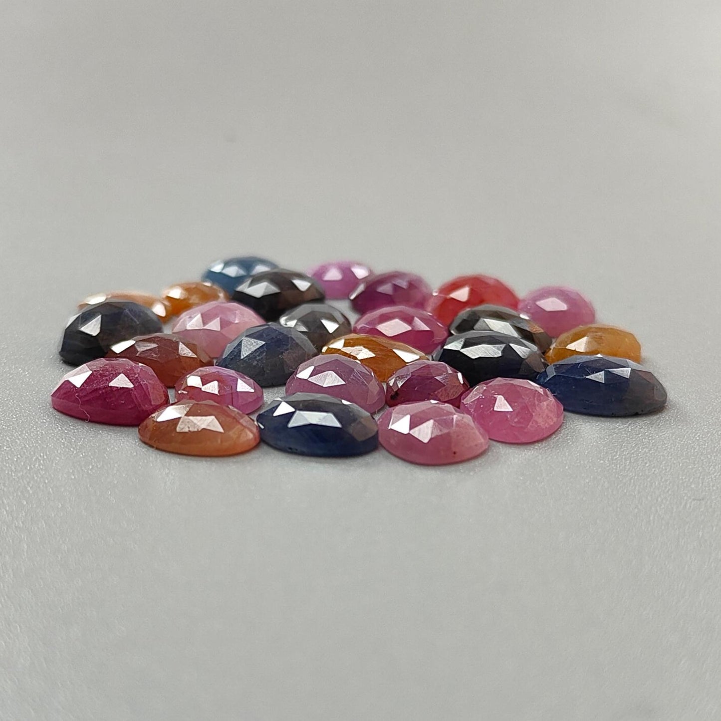 Multi Sapphire Gemstone Rose Cut Slices: Natural Untreated Unheated Sapphire Fancy Shape Faceted Lots for Jewelry September Birthstone