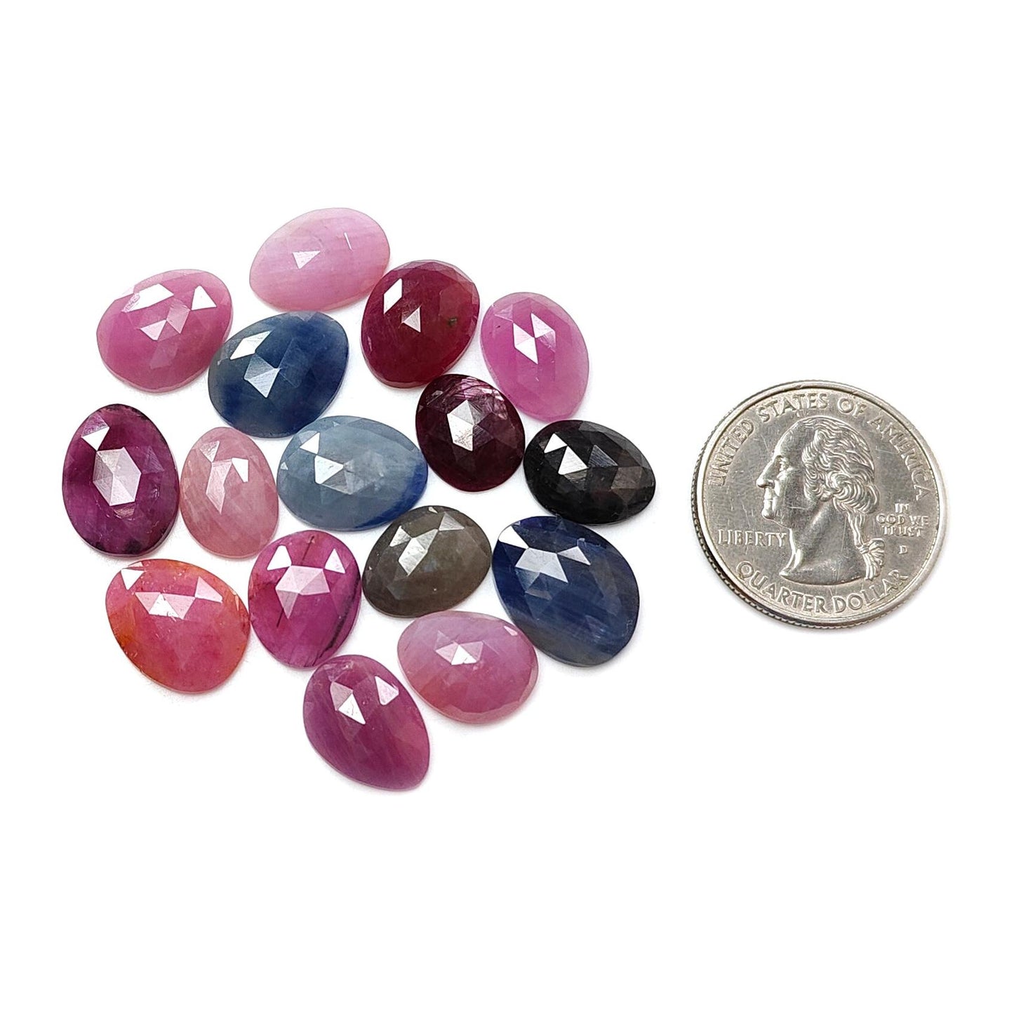 Multi Sapphire Gemstone Rose Cut Slices: Natural Untreated Unheated Sapphire Fancy Shape Faceted Lots for Jewelry September Birthstone