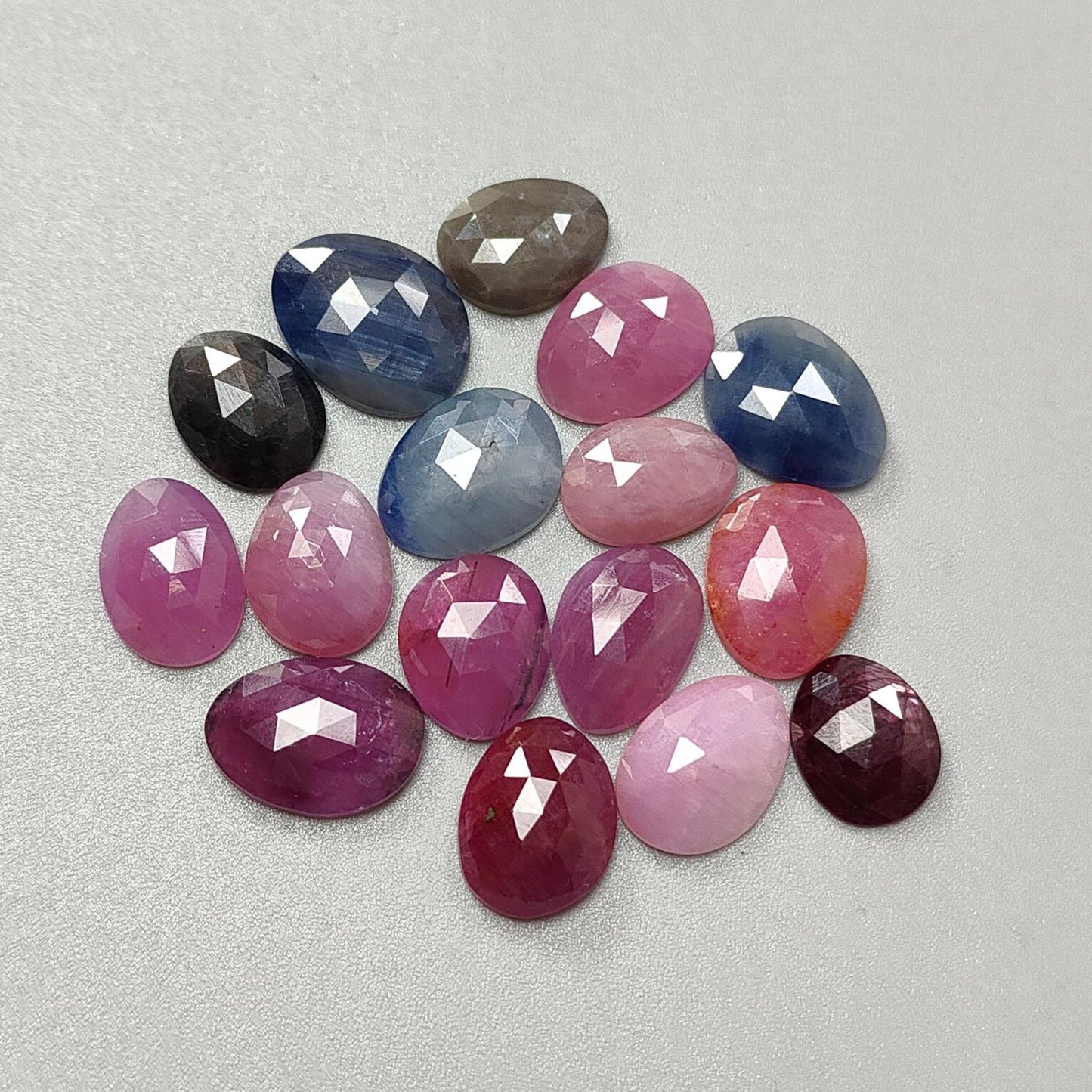 Multi Sapphire Gemstone Rose Cut Slices: Natural Untreated Unheated Sapphire Fancy Shape Faceted Lots for Jewelry September Birthstone
