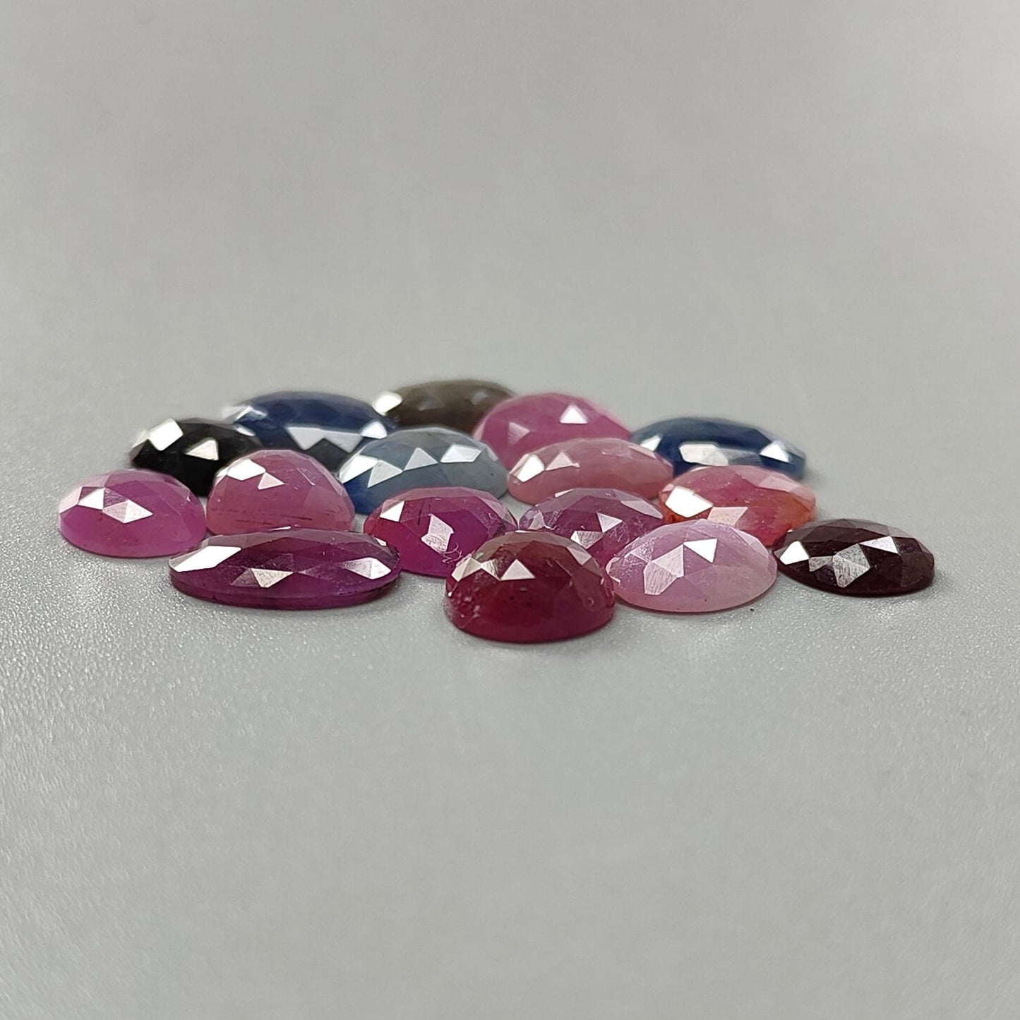 Multi Sapphire Gemstone Rose Cut Slices: Natural Untreated Unheated Sapphire Fancy Shape Faceted Lots for Jewelry September Birthstone