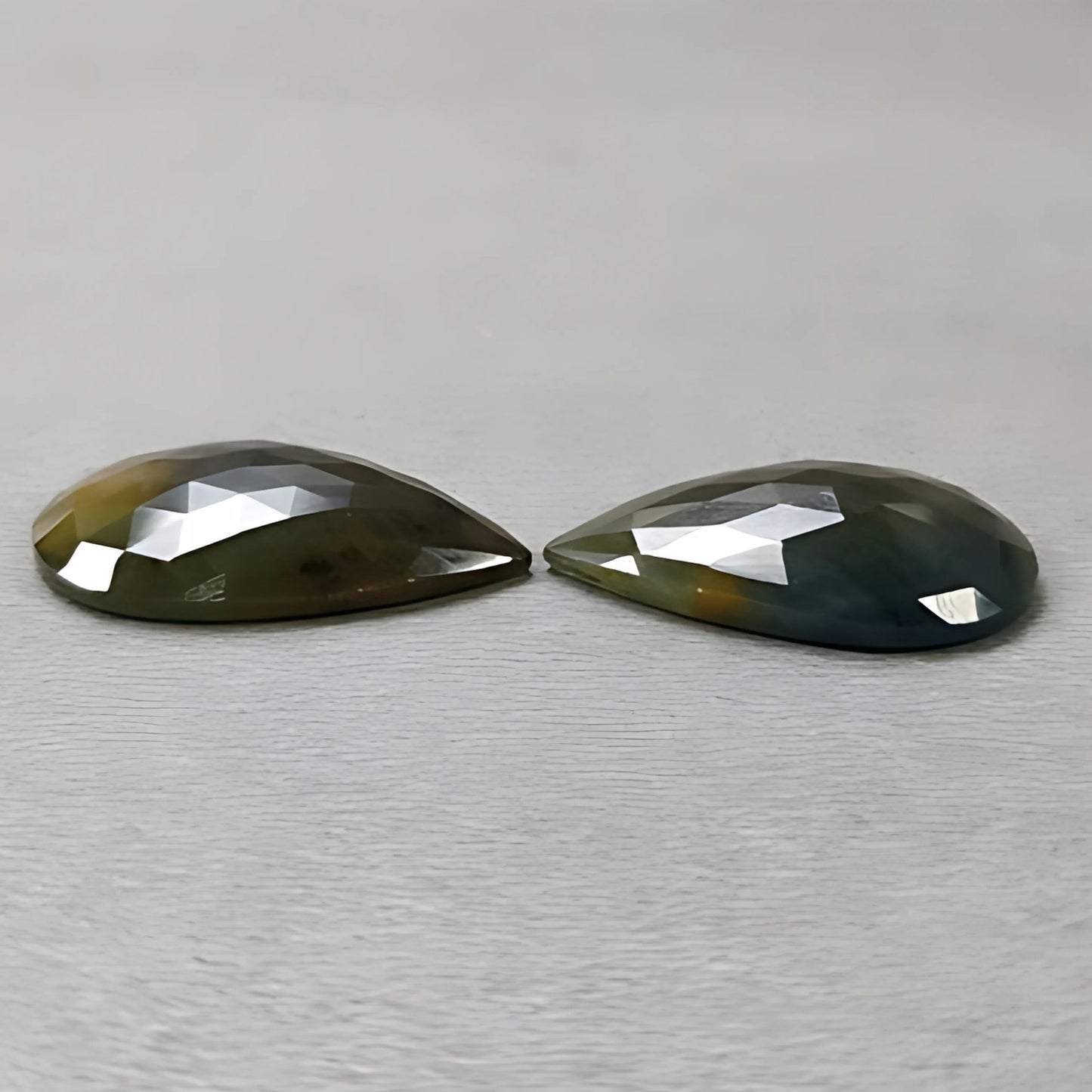 32.20cts Natural Untreated Multi Sapphire Gemstone Pear Shape Rose Cut Slices Pair