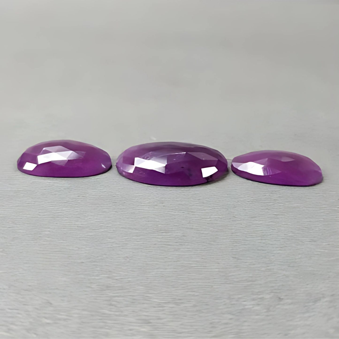 27.35cts Natural Untreated Purple Sapphire Gemstone Fancy Shape Rose Cut Slices 3pcs