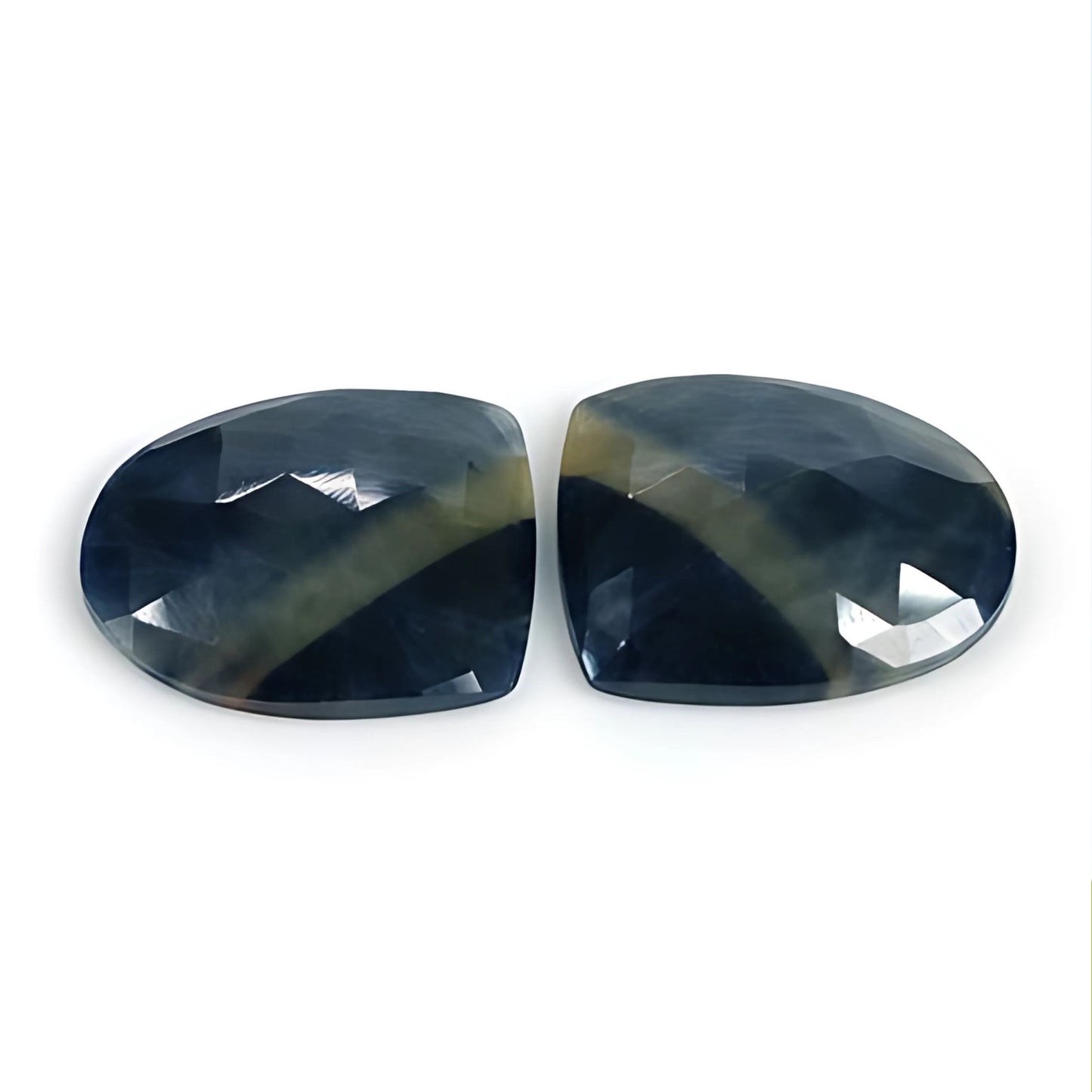25.85cts Natural Untreated Multi Sapphire Gemstone Fancy Shape Rose Cut Slices Pair