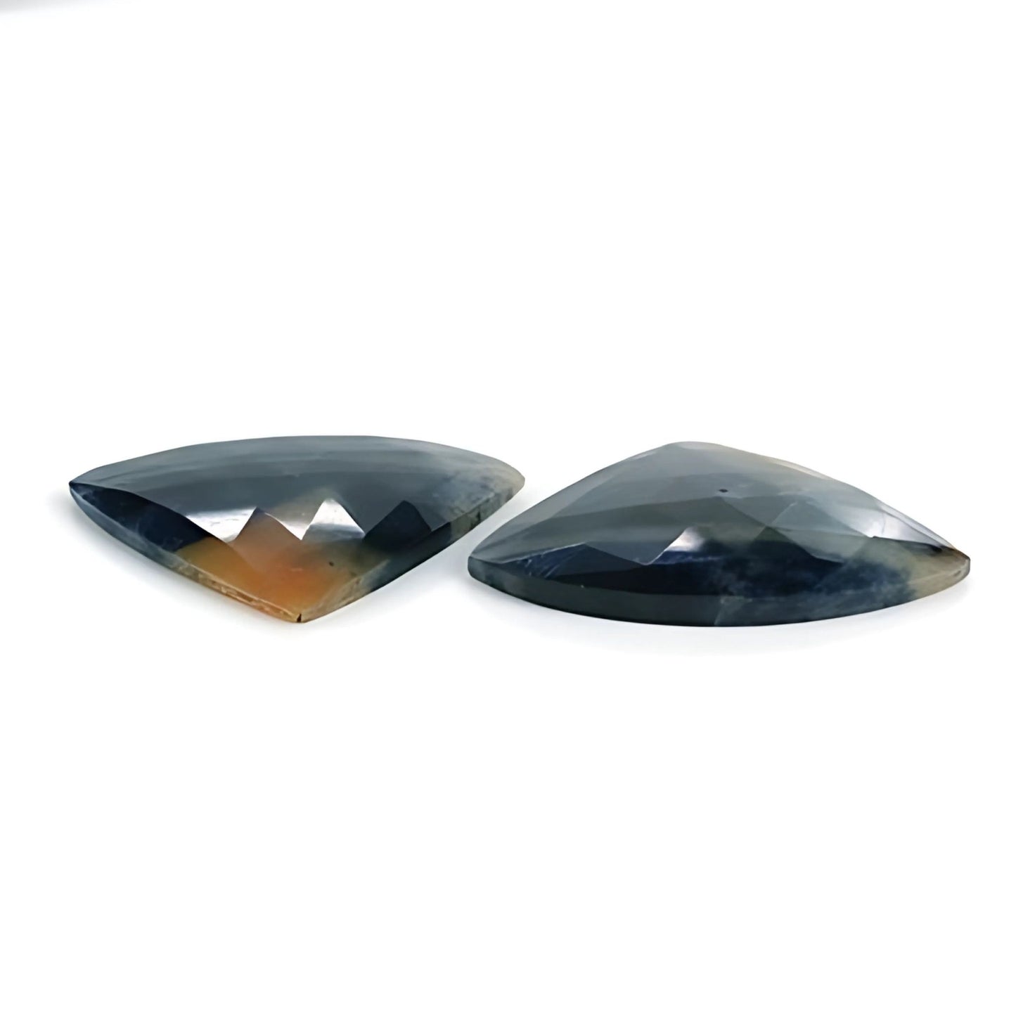40.90cts Natural Untreated Multi Sapphire Gemstone Triangle Shape Rose Cut Slices Pair