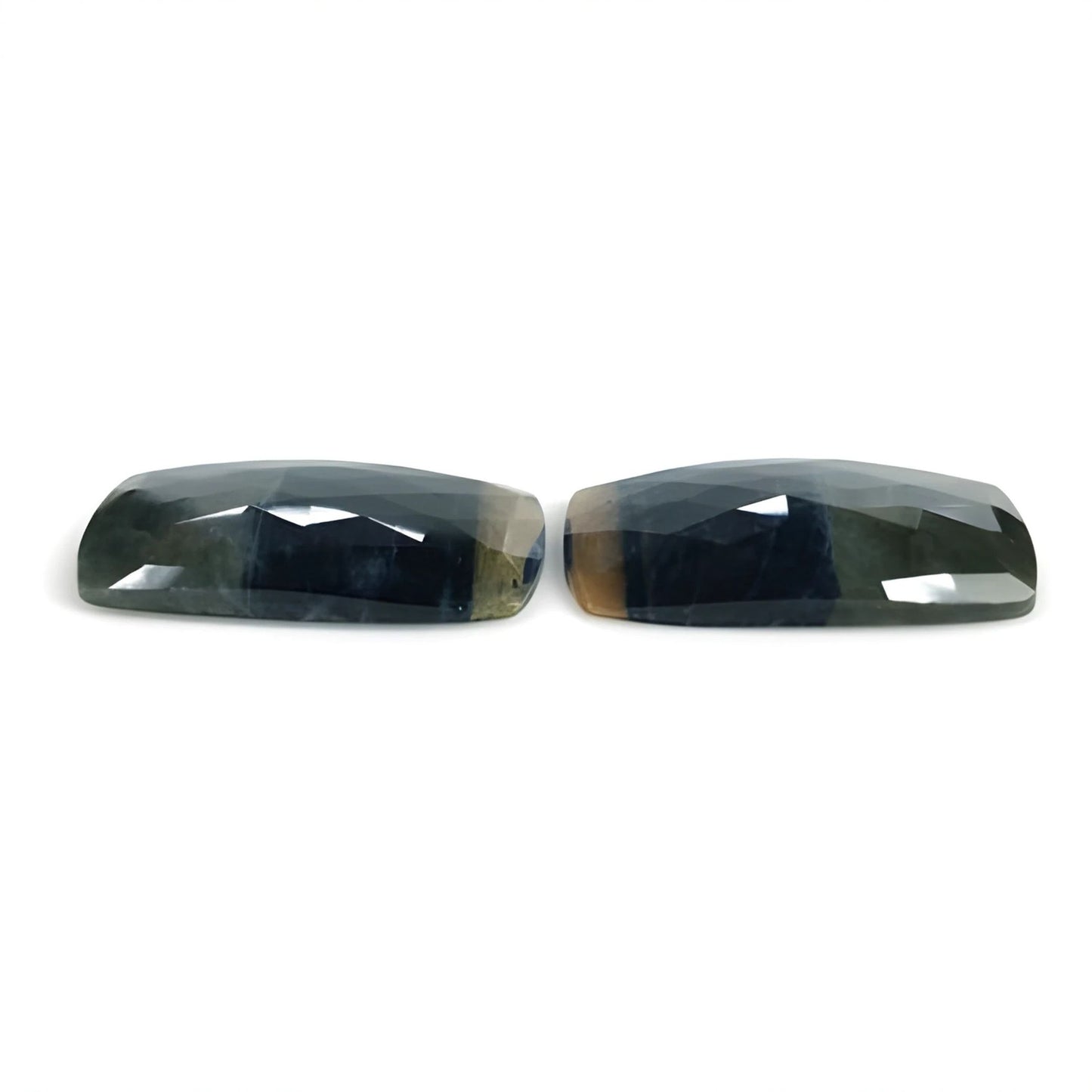 46.10cts Natural Untreated Multi Sapphire Gemstone Baguette Shape Rose Cut Slices Pair