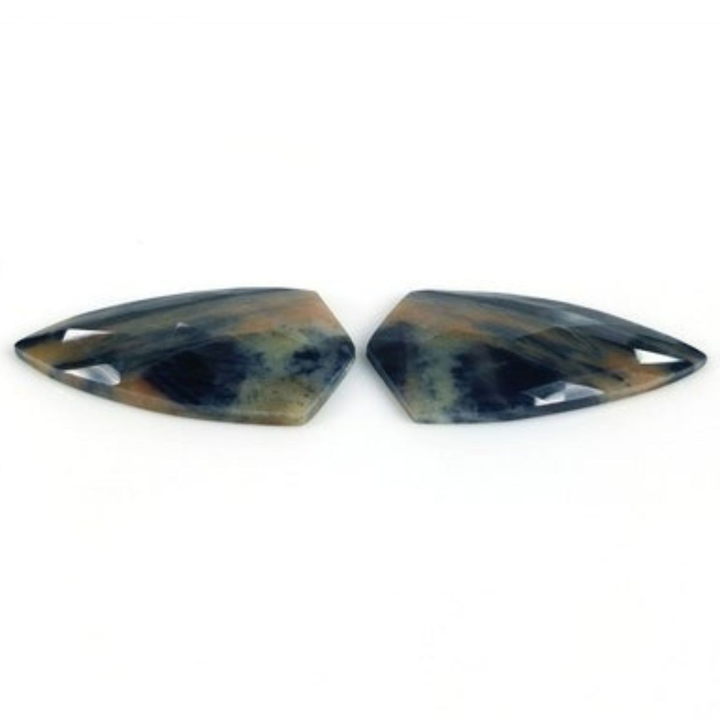 46.65cts Natural Untreated Multi Sapphire Gemstone Fancy Shape Rose Cut Slices Pair