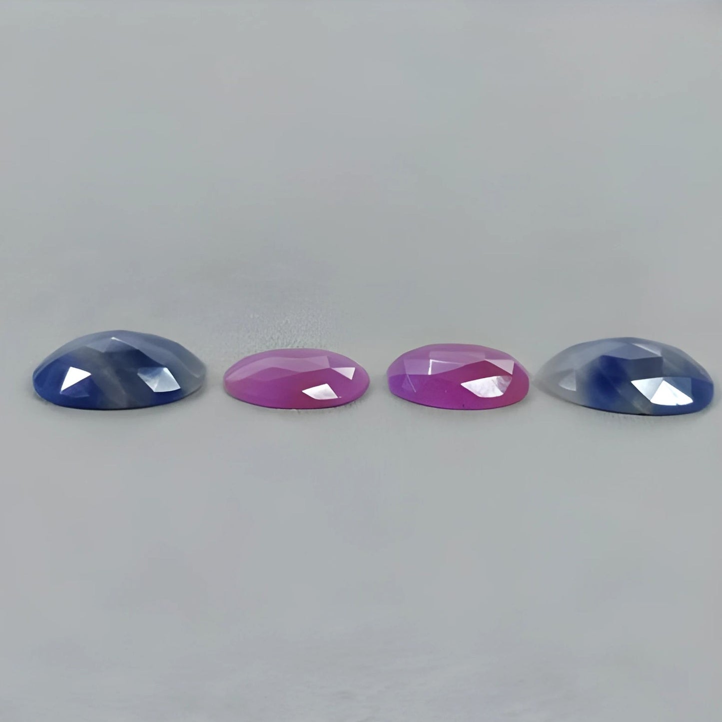 18.15cts Natural Untreated Multi Sapphire Gemstone Oval Shape Rose Cut Slices 4pcs