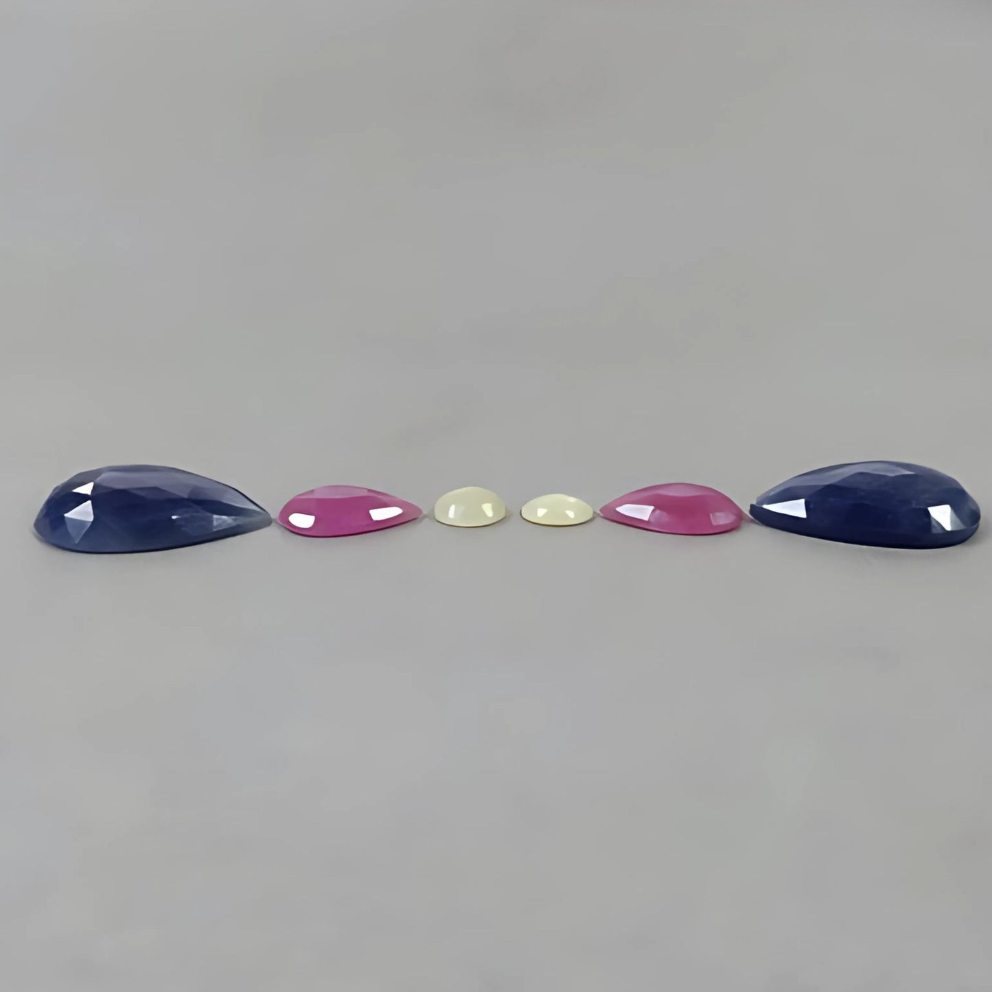 28.55cts Natural Untreated Multi Sapphire Gemstone Pear Shape Rose Cut Slices 6pcs