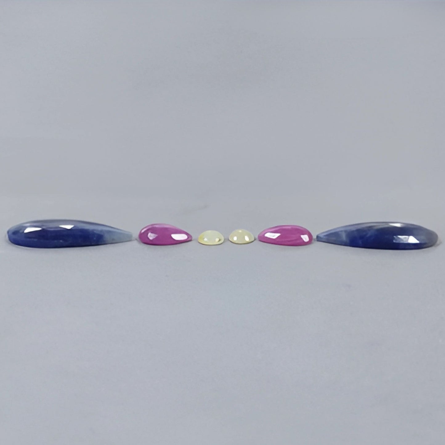 39.45cts Natural Untreated Multi Sapphire Gemstone Pear Shape Rose Cut Slices 6pcs