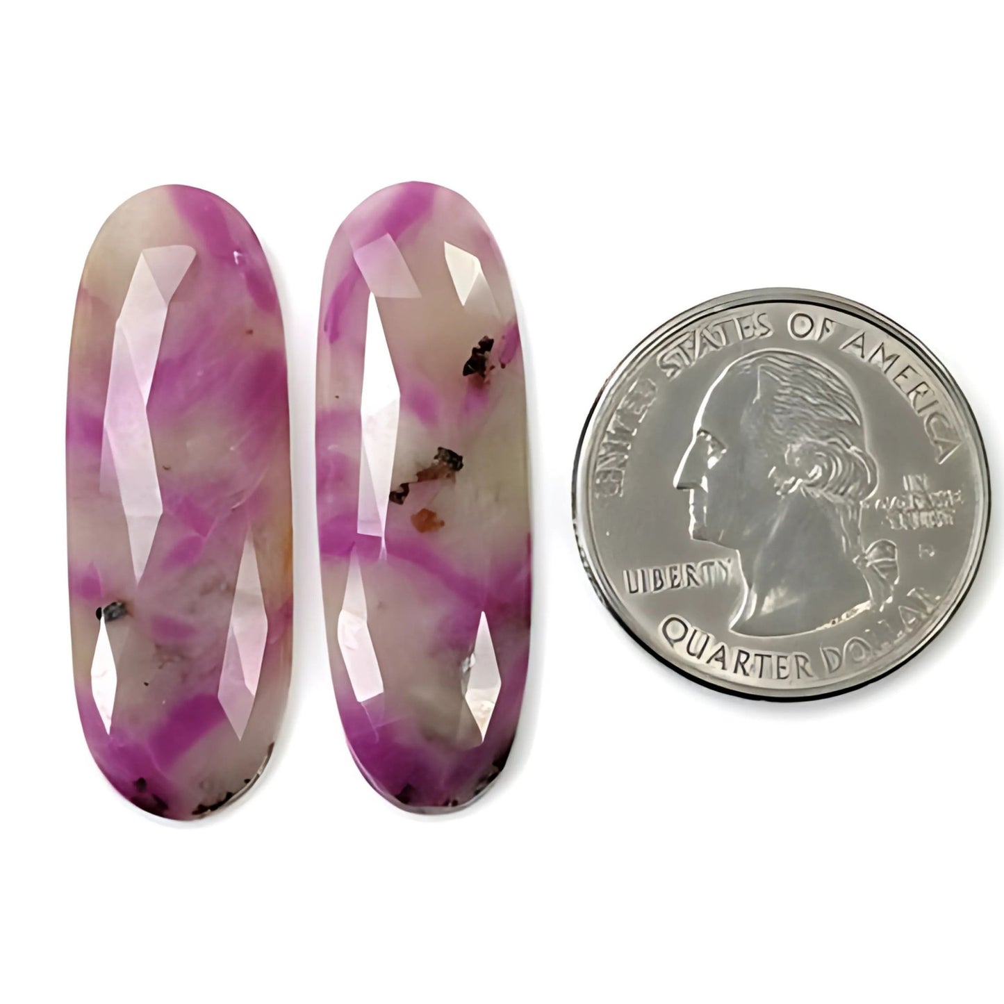 34.95cts Natural Untreated Multi Sapphire Gemstone Oval Shape Rose Cut Slices Pair