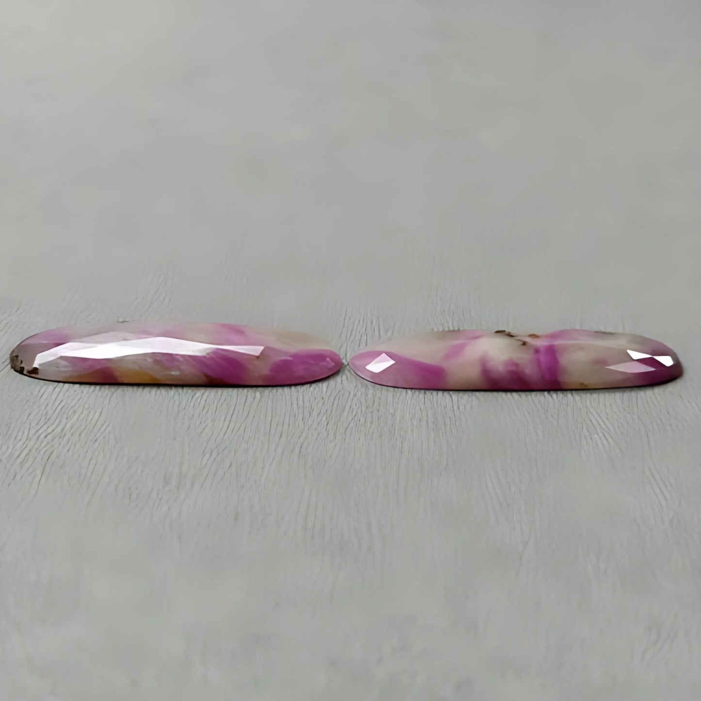 34.95cts Natural Untreated Multi Sapphire Gemstone Oval Shape Rose Cut Slices Pair