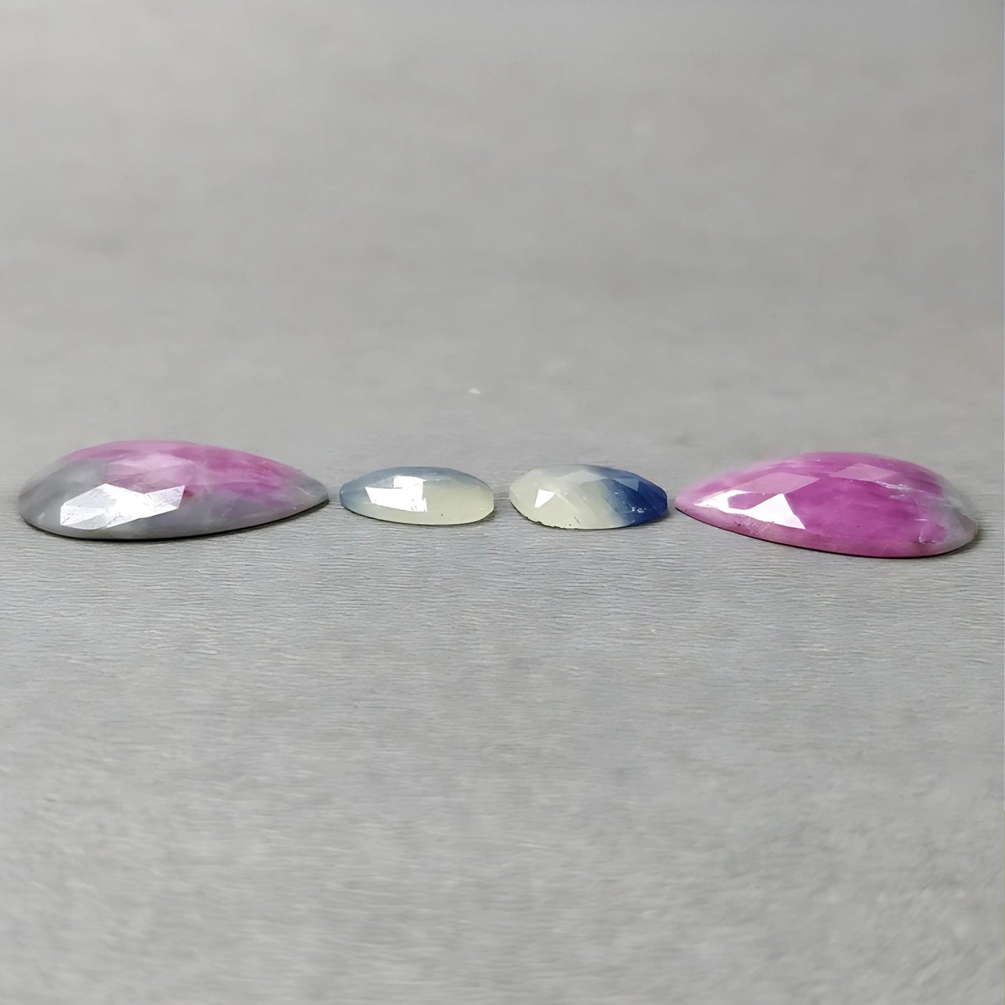 39.45cts Natural Untreated Multi Sapphire Gemstone Fancy Shape Rose Cut Slices 4pcs
