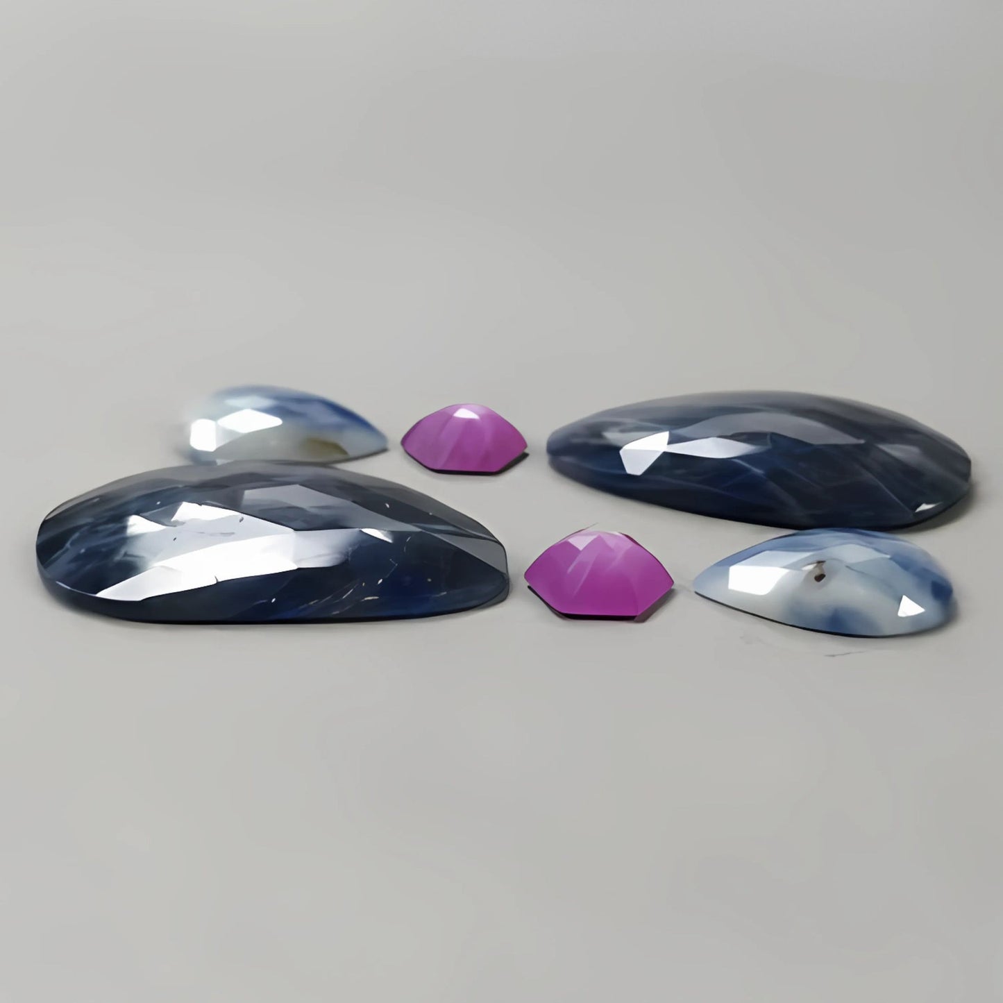 64.90cts Natural Untreated Multi Sapphire Gemstone Fancy Shape Rose Cut Slices 6pcs