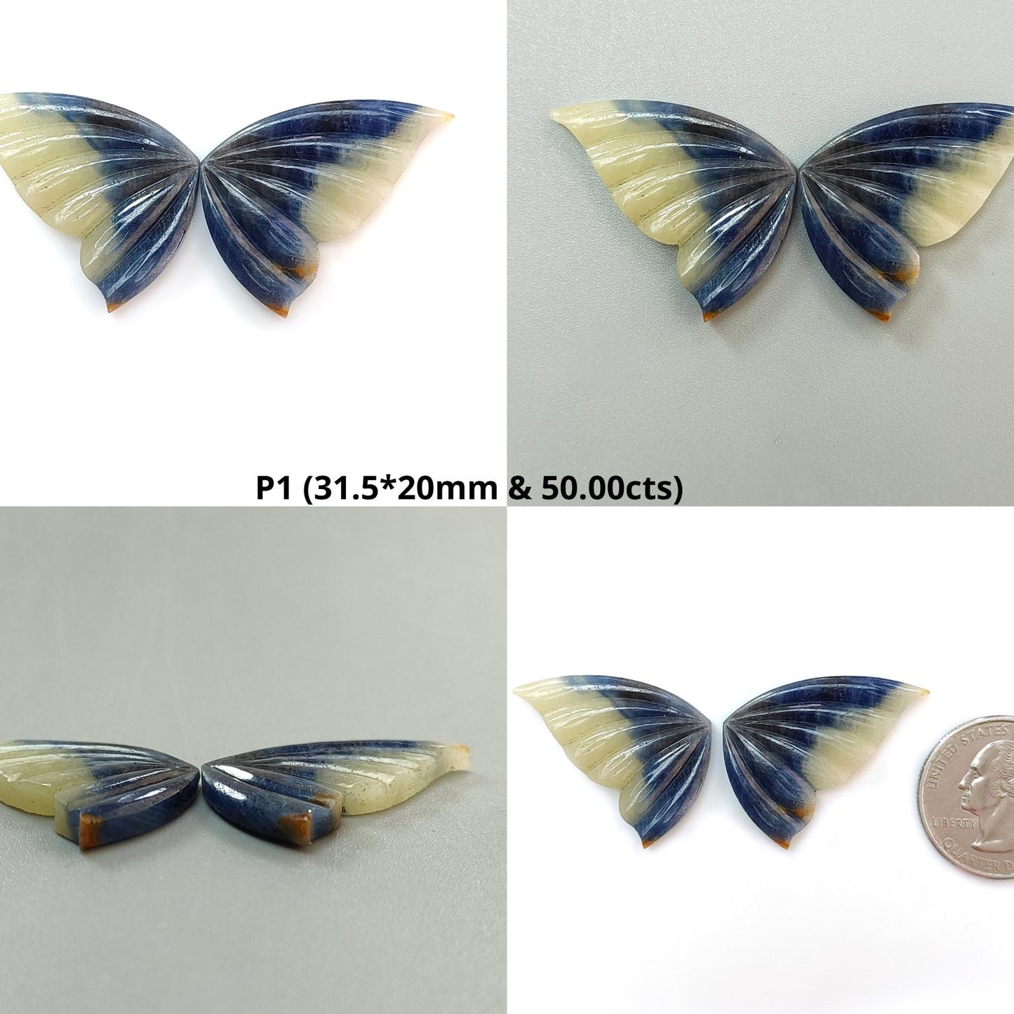 Multi Sapphire Gemstone Carving: Natural Untreated Pink Sapphire Hand Carved Butterfly Pair for Jewelry September Birthstone