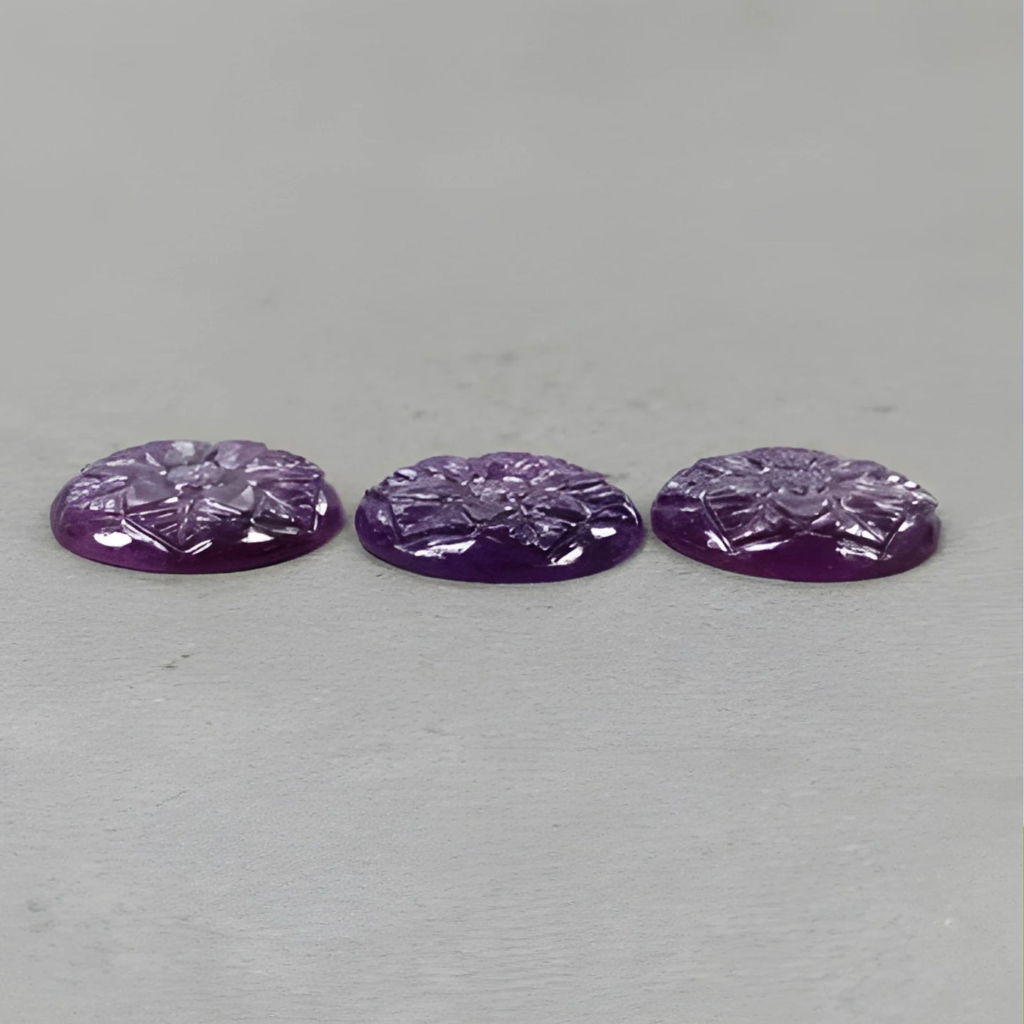 46.75cts Purple Sheen Sapphire Gemstone Carving Natural Untreated Round Shape Pair