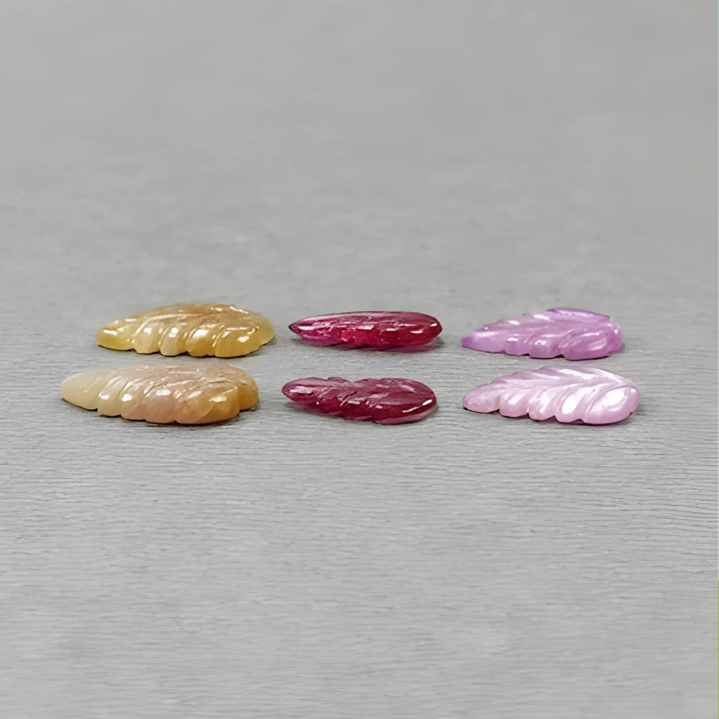 10.55cts Multi Sapphire Gemstone Carving Natural Untreated Leaves Shape 6pcs