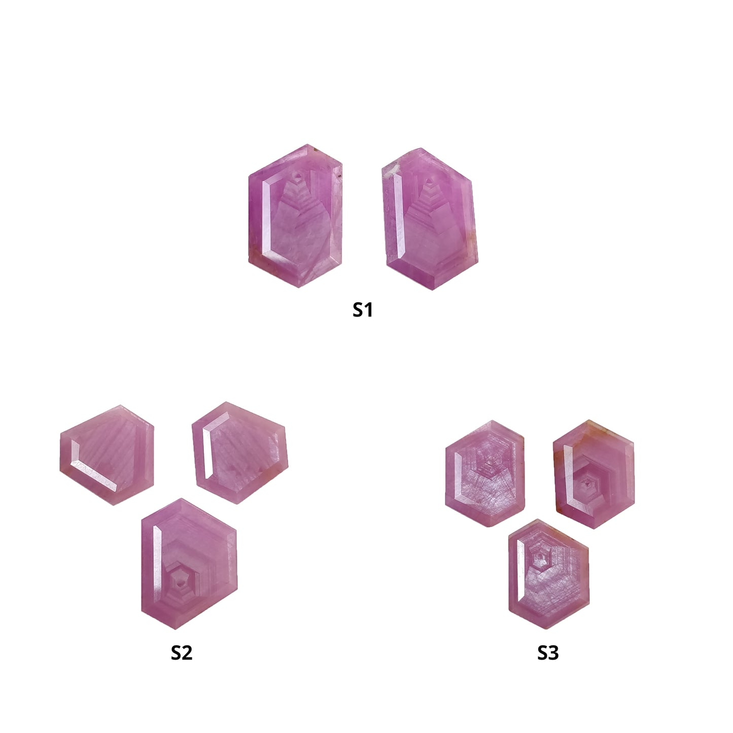 Sapphire Gemstone Normal Cut : Natural Untreated Unheated Raspberry Pink Sheen Sapphire Hexagon Shape Sets