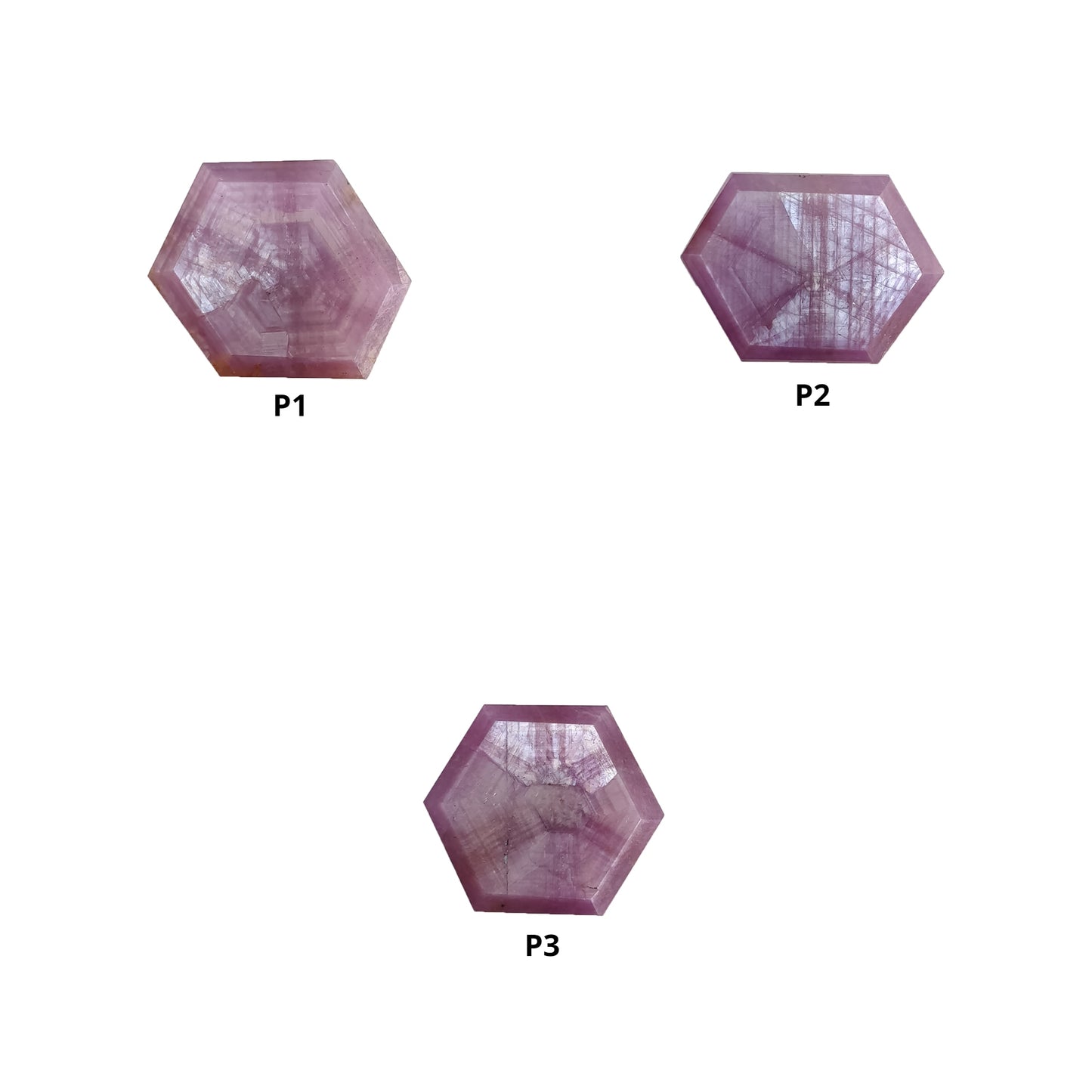Sapphire TRAPICHE Normal Cut : Natural Untreated Raspberry Pink Sheen Sapphire Gemstone 6Ray Trapiche Hexagon Shape