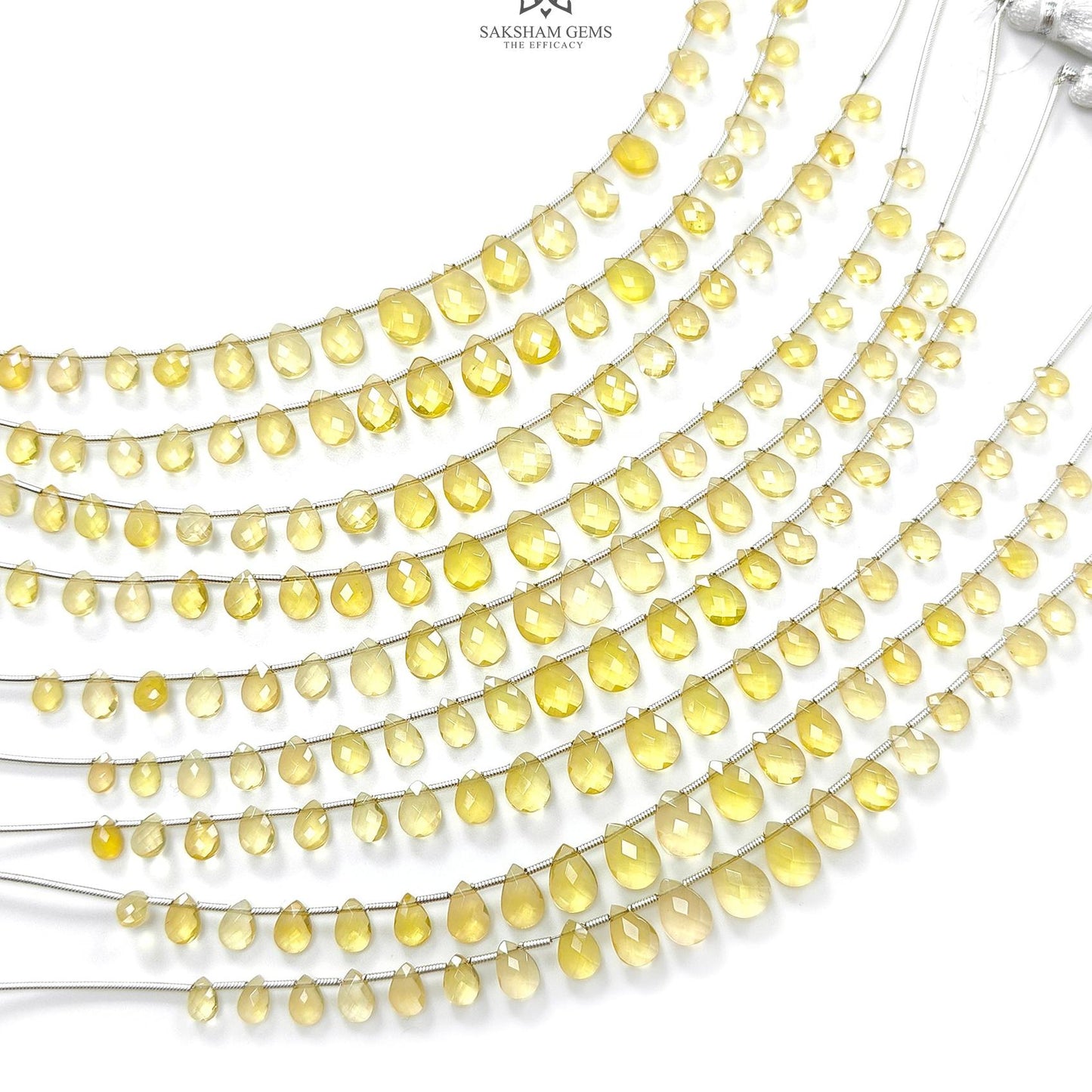 Yellow Opal Faceted Loose Beads: 18.00cts Natural Untreated Opal Gemstone Pear Shape Fancy Cut Beads For Jewelry 6*4mm - 10*8mm 1 Strand