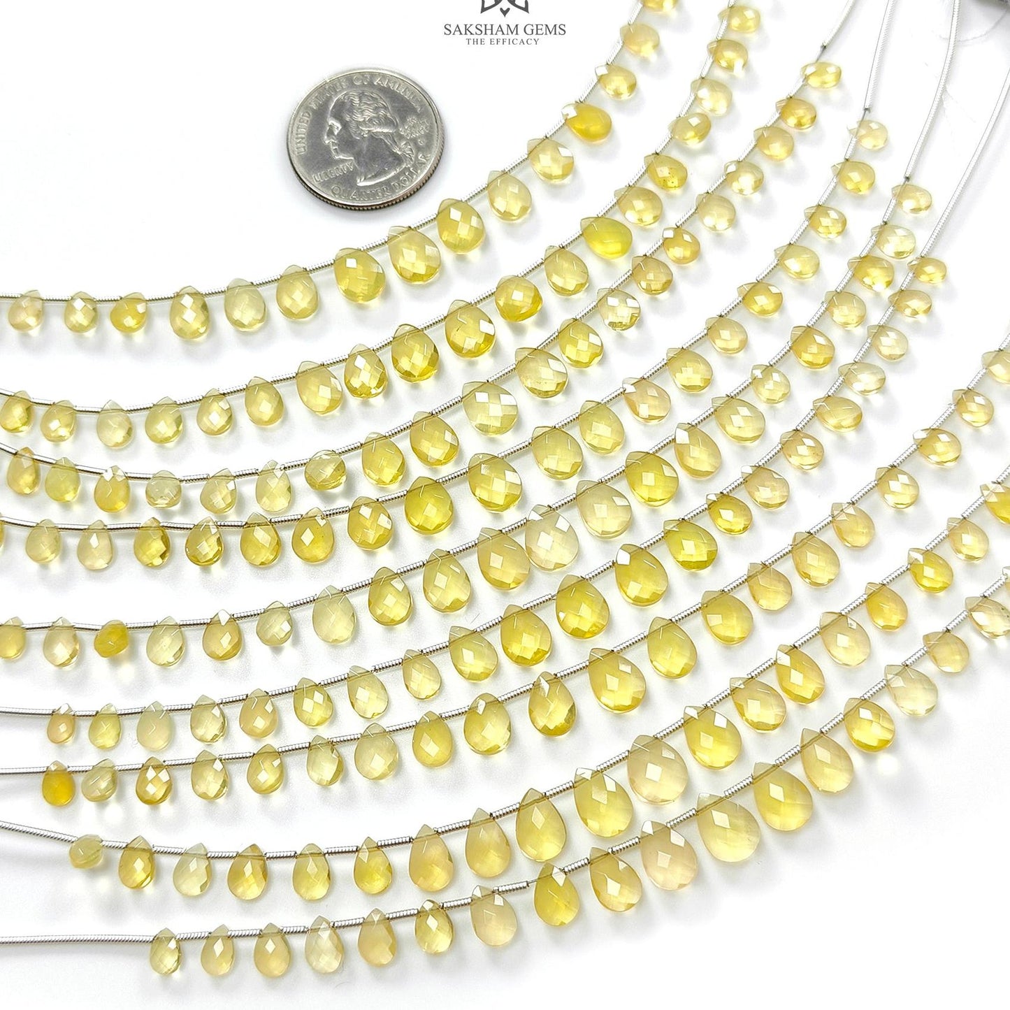 Yellow Opal Faceted Loose Beads: 18.00cts Natural Untreated Opal Gemstone Pear Shape Fancy Cut Beads For Jewelry 6*4mm - 10*8mm 1 Strand