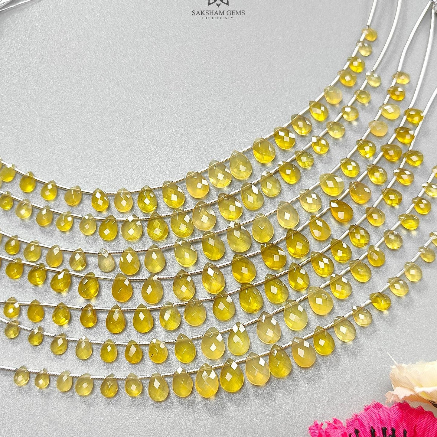 Yellow Opal Faceted Loose Beads: 19.00cts Natural Untreated Opal Gemstone Pear Shape Fancy Cut Beads For Jewelry 6*4mm - 10*7mm 1 Strand