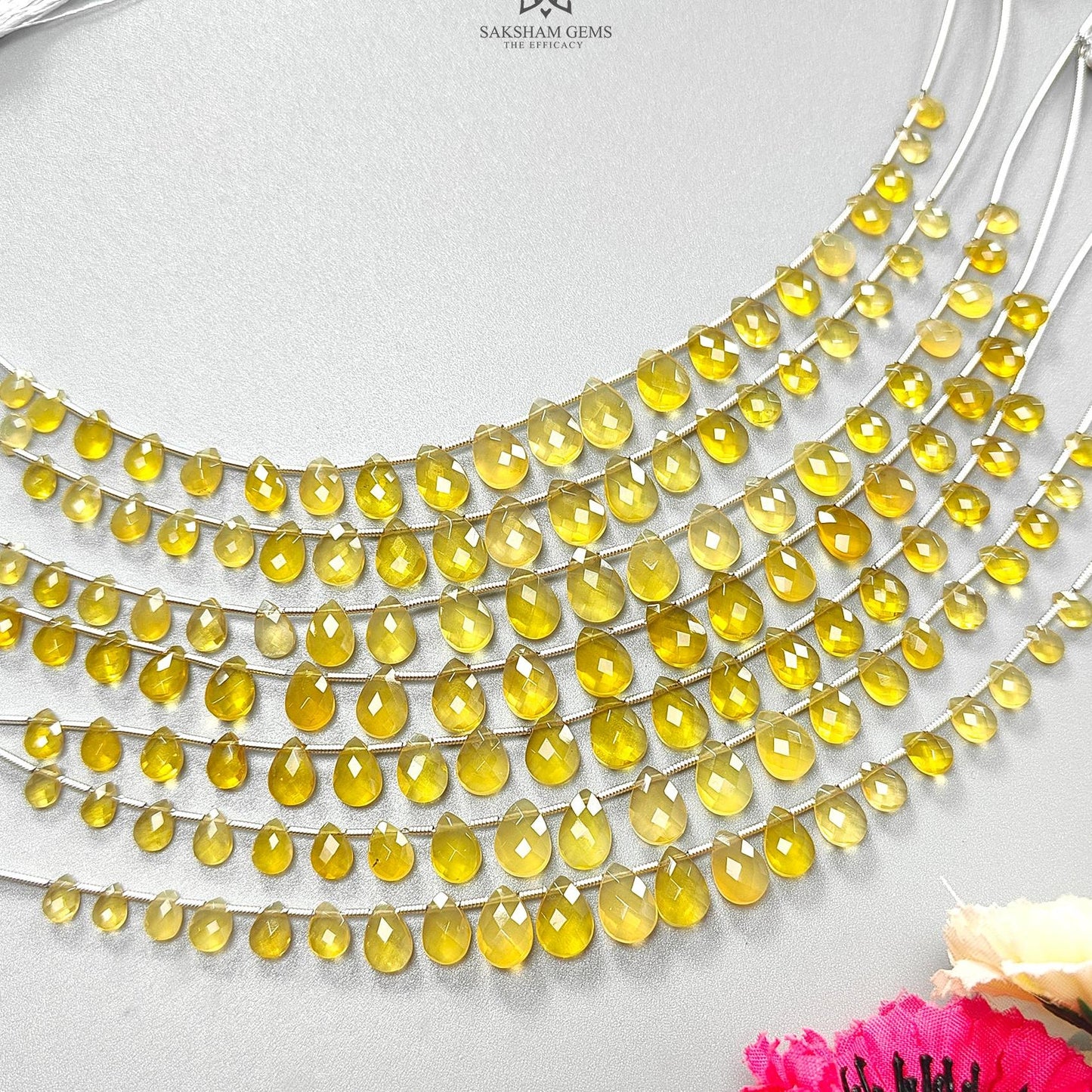 Yellow Opal Faceted Loose Beads: 19.00cts Natural Untreated Opal Gemstone Pear Shape Fancy Cut Beads For Jewelry 6*4mm - 10*7mm 1 Strand