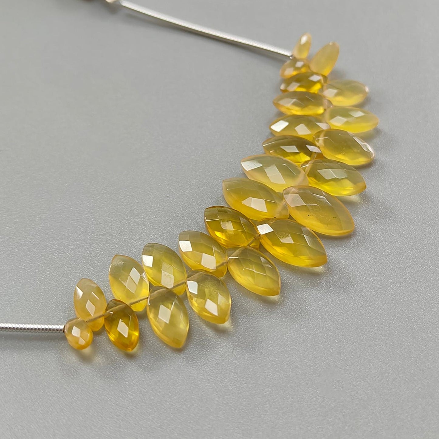 Yellow Opal Faceted Loose Beads: 19.00cts Natural Untreated Opal Gemstone Marquise Shape Both Side Cut Beads 6mm - 12mm 3" Strand