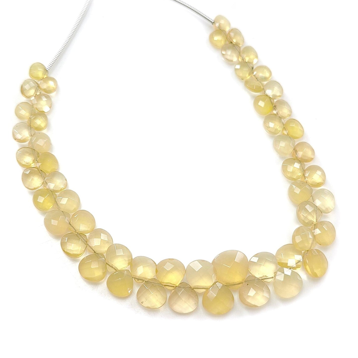 Yellow Opal Faceted Loose Beads: 28.60cts Natural Untreated Opal Gemstone Trillion Shape Both Side Cut Beads 5mm - 9mm 6.75" Strand