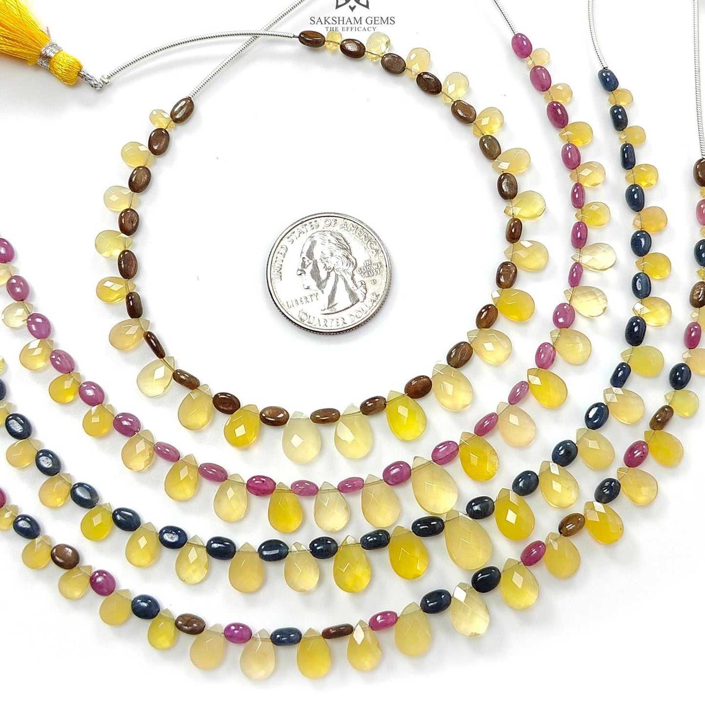 Yellow Opal Golden Blue Sapphire Ruby Faceted Loose Beads: Natural Untreated Gemstone Opal Pear Oval Plain Beads For Jewelry
