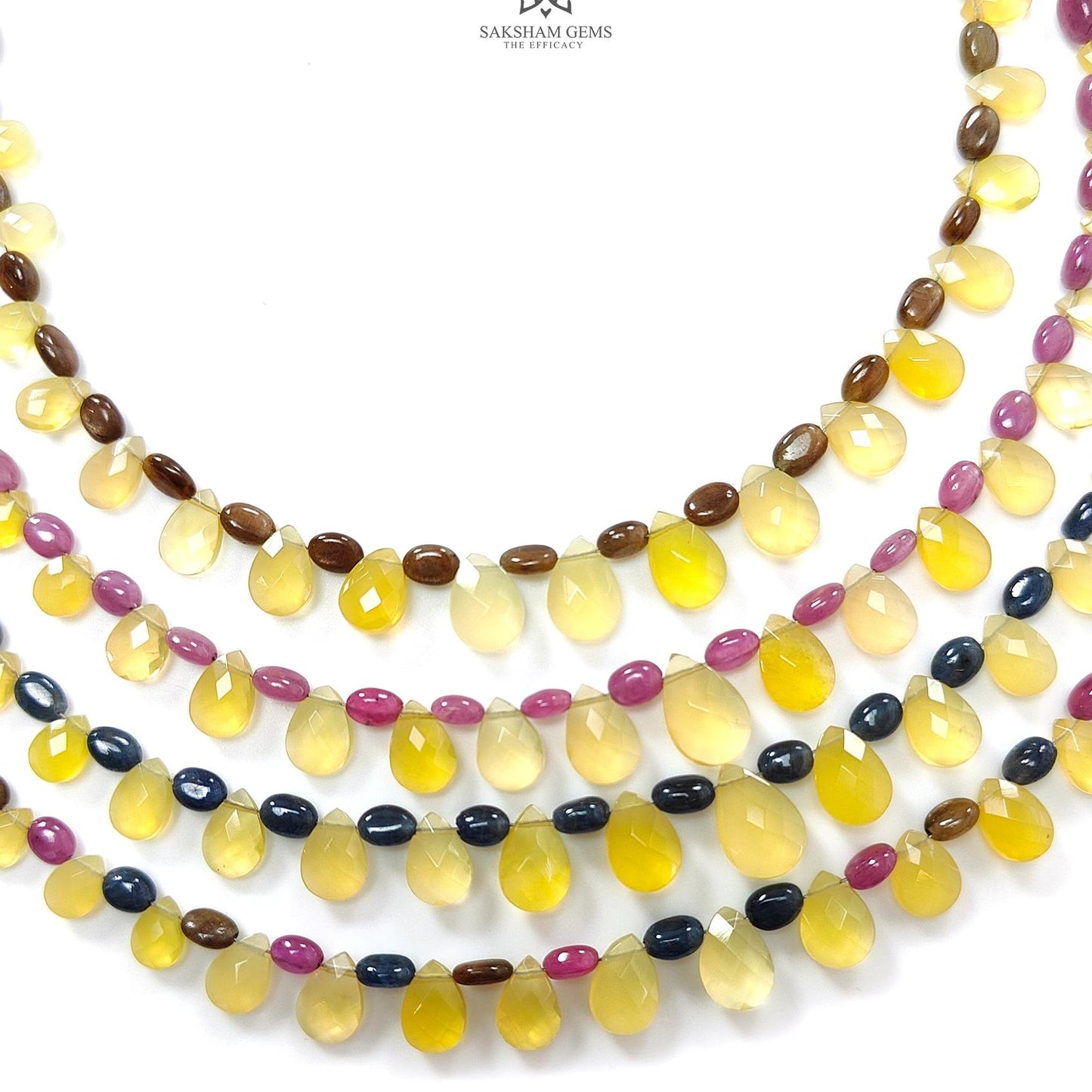 Yellow Opal Golden Blue Sapphire Ruby Faceted Loose Beads: Natural Untreated Gemstone Opal Pear Oval Plain Beads For Jewelry