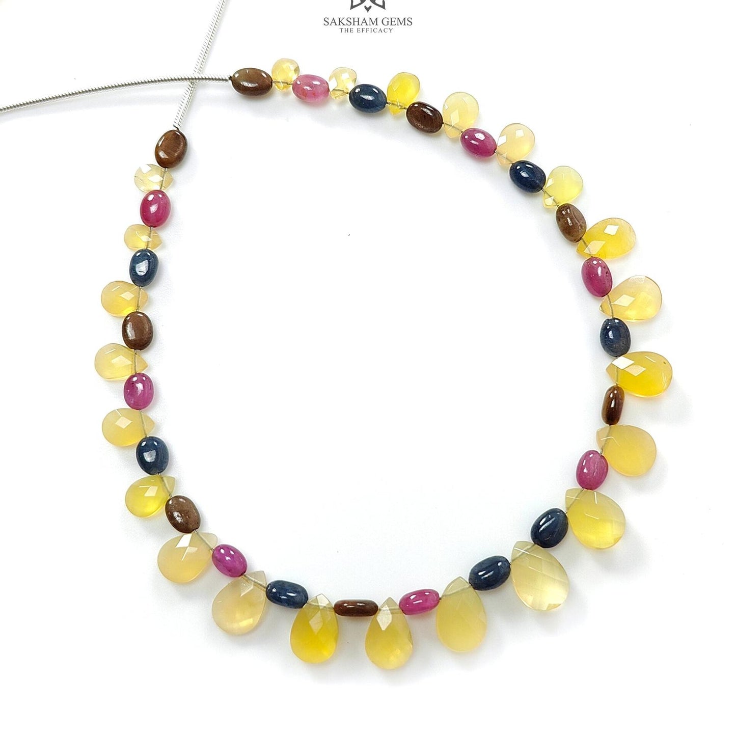 Yellow Opal Golden Blue Sapphire Ruby Faceted Loose Beads: Natural Untreated Gemstone Opal Pear Oval Plain Beads For Jewelry