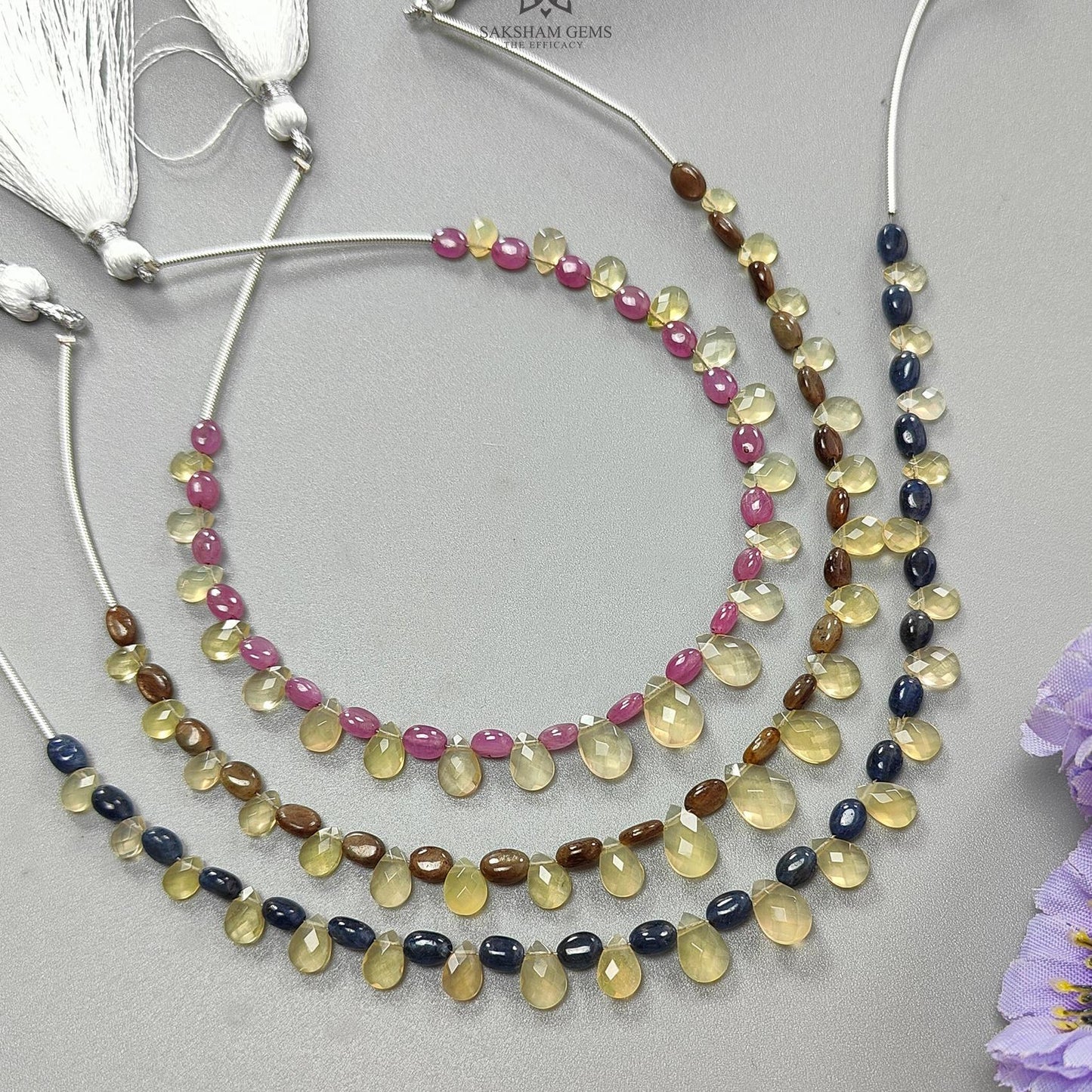 Yellow Opal Golden Blue Sapphire Ruby Faceted Loose Beads: Natural Untreated Gemstone Opal Pear Oval Plain Beads For Jewelry