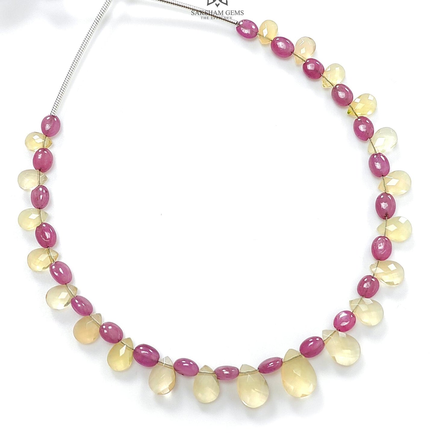Yellow Opal Golden Blue Sapphire Ruby Faceted Loose Beads: Natural Untreated Gemstone Opal Pear Oval Plain Beads For Jewelry