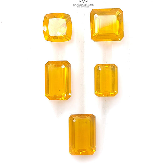 Mexican Yellow Fire Opal Faceted Cut: 13.60cts Natural Untreated Opal Square, Baguette Shapes 9mm - 12*8mm 5pcs Lot